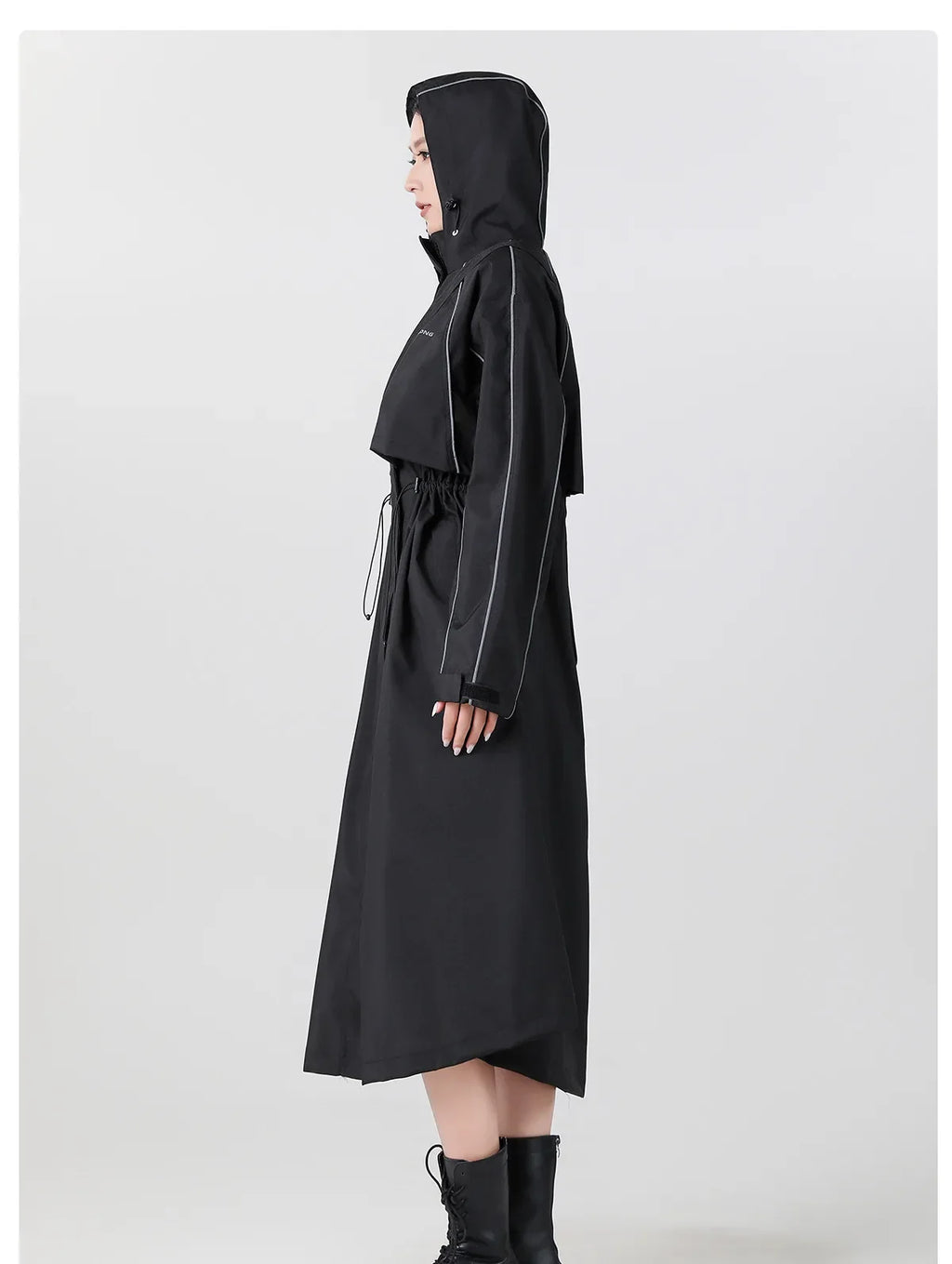 Windroya - Longline Hooded Rain Coat Cycling Commutes — view 3 of 5