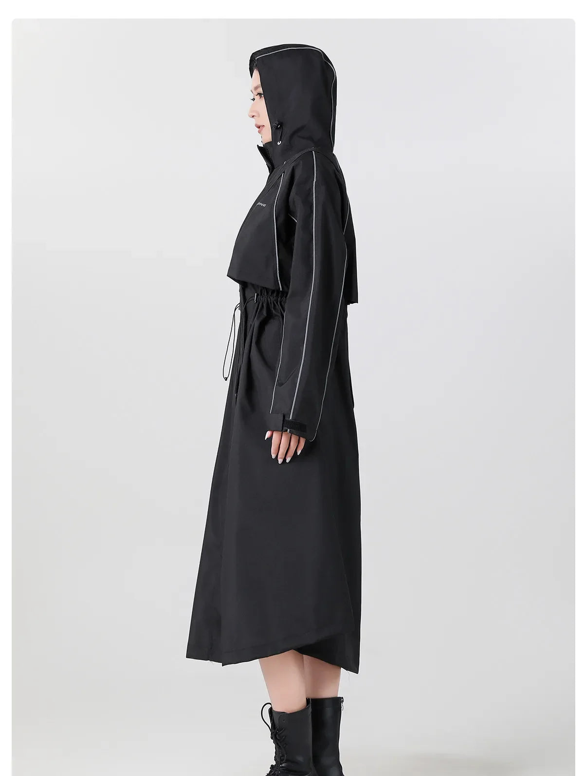 Windroya - Longline Hooded Rain Coat Cycling Commutes — view 3 of 5