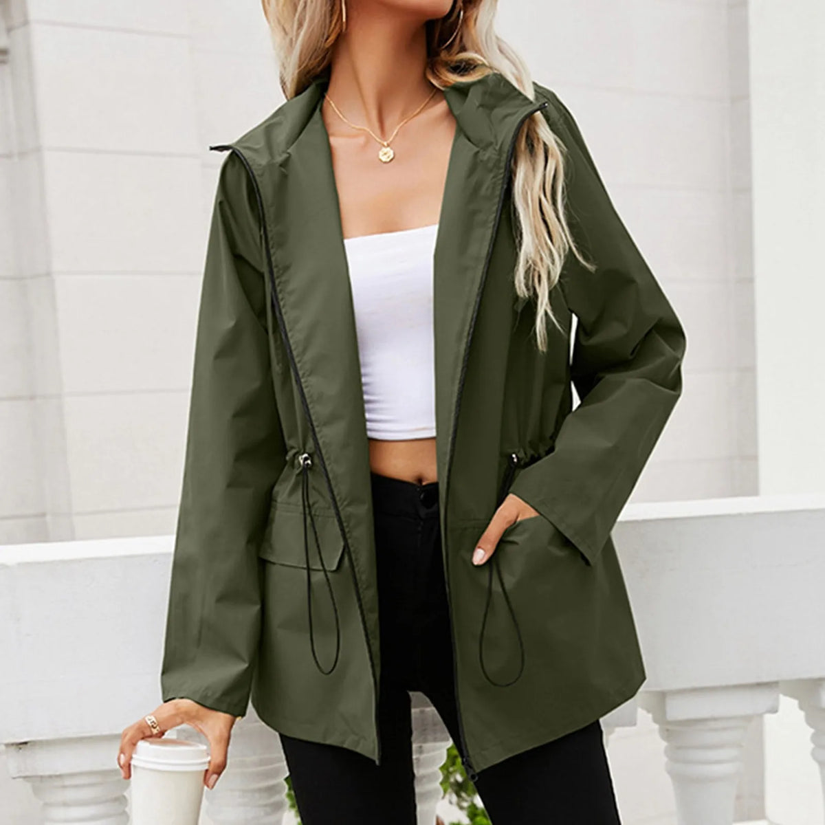 Vesparo - Oversized Hooded Rain Jacket Outdoor Wear