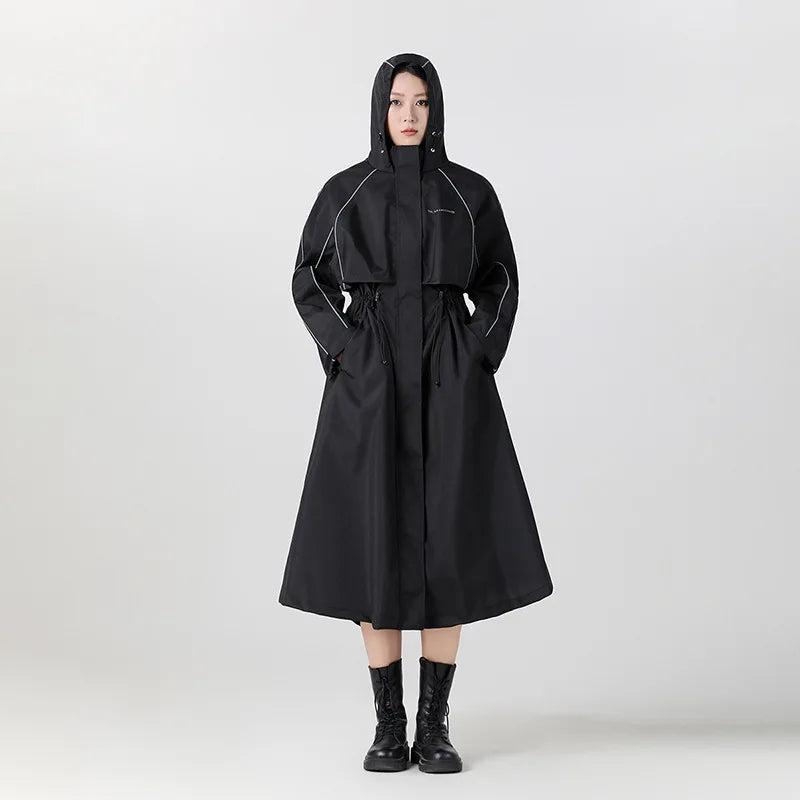 Windroya - Longline Hooded Rain Coat Cycling Commutes — view 2 of 5