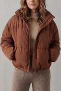 Cropped Puffer Jacket Women's Quilted Warm Winter Coat
