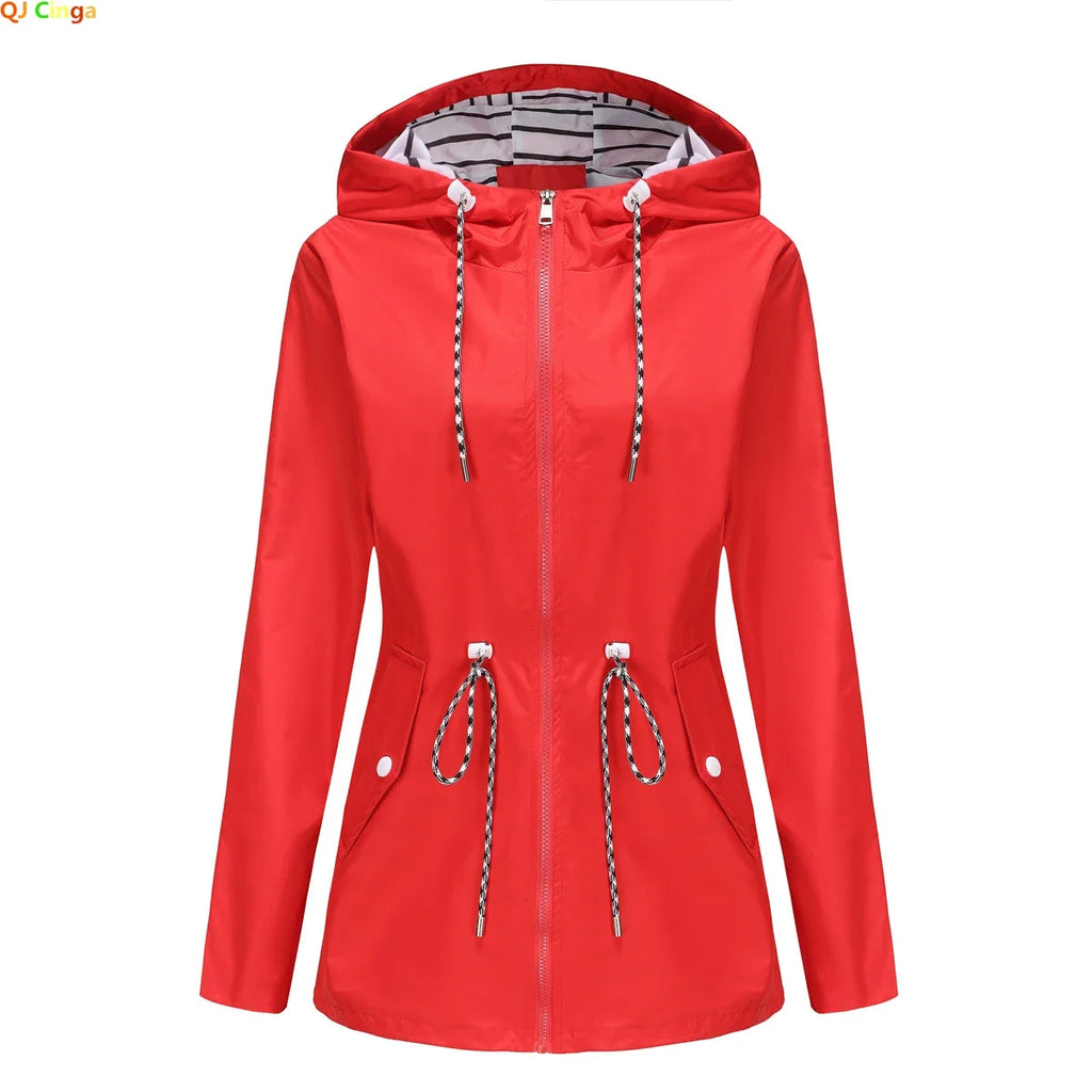 Rivella - Waterproof Drawstring Rain Jacket Wet Weather Wear