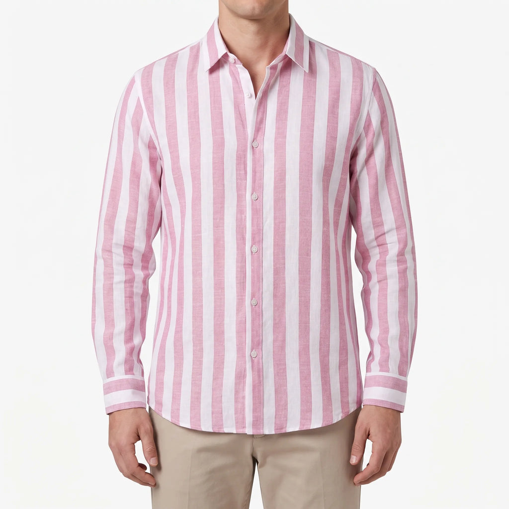 StripeBlend - Men's Long-Sleeve Striped Shirt Smart Casual Dressing