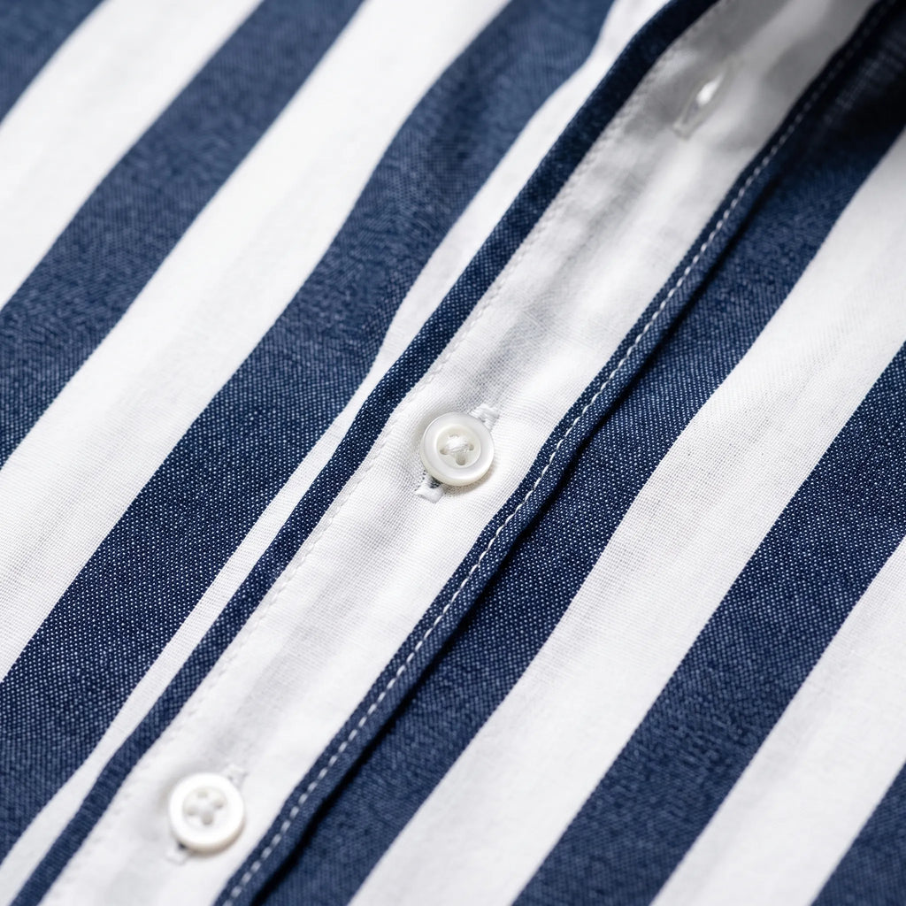 Strival  - Men's Blue And White Striped Shirt Casual Everyday Wear