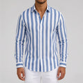 Strival  - Men's Blue And White Striped Shirt Casual Everyday Wear