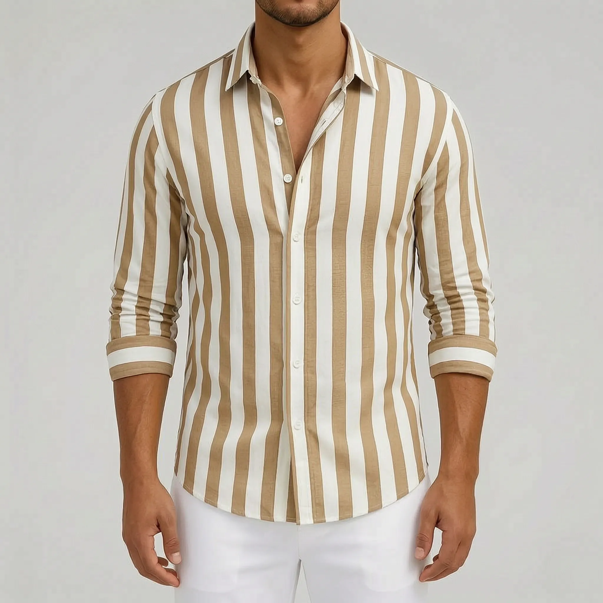 Strival  - Men's Blue And White Striped Shirt Casual Everyday Wear