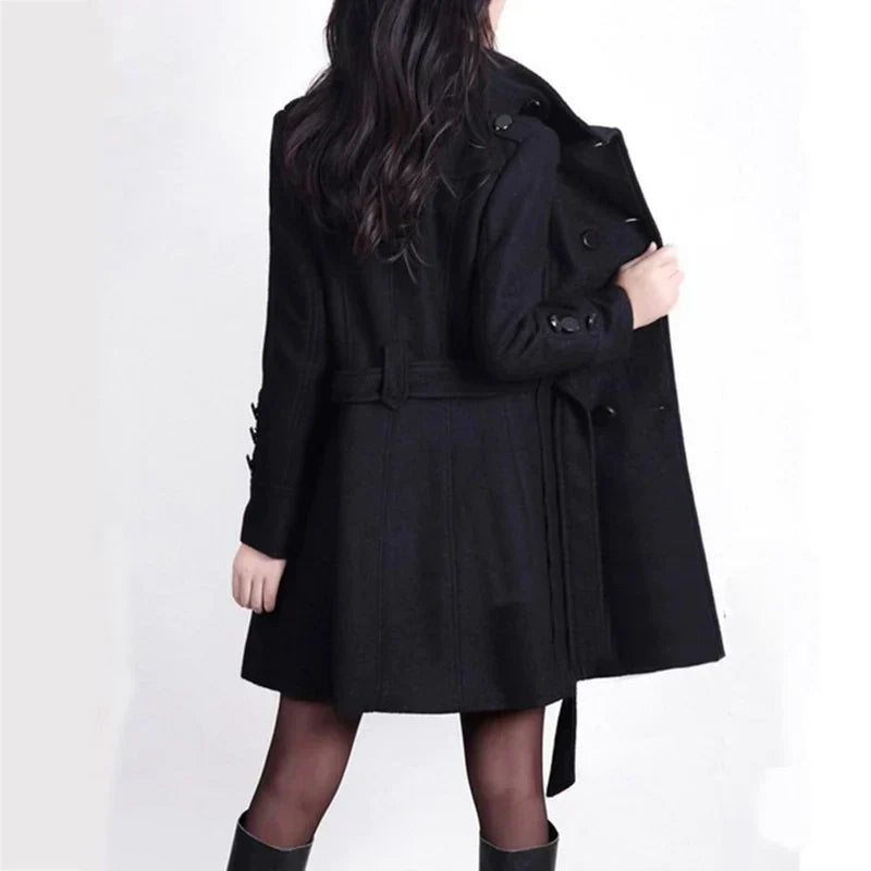Corvellia - Wool Blend Trench Coat Business Casual Wear — view 3 of 4