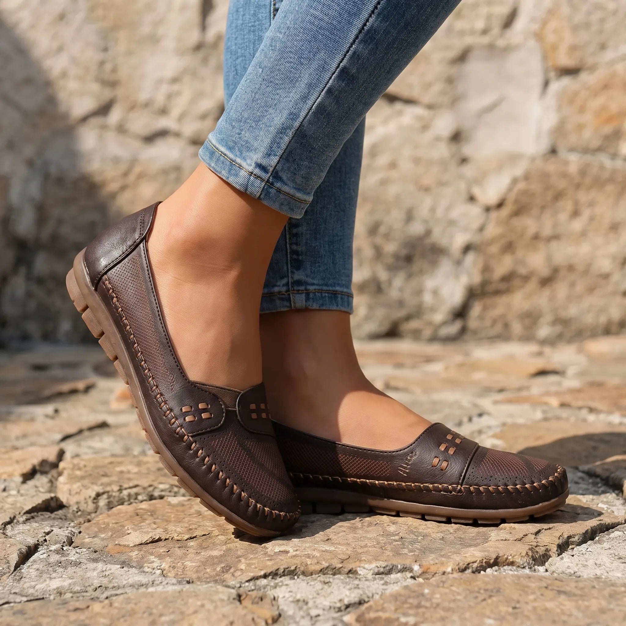 Tivora  - Classic Flat Slip-On Womens Loafers Everyday Walking