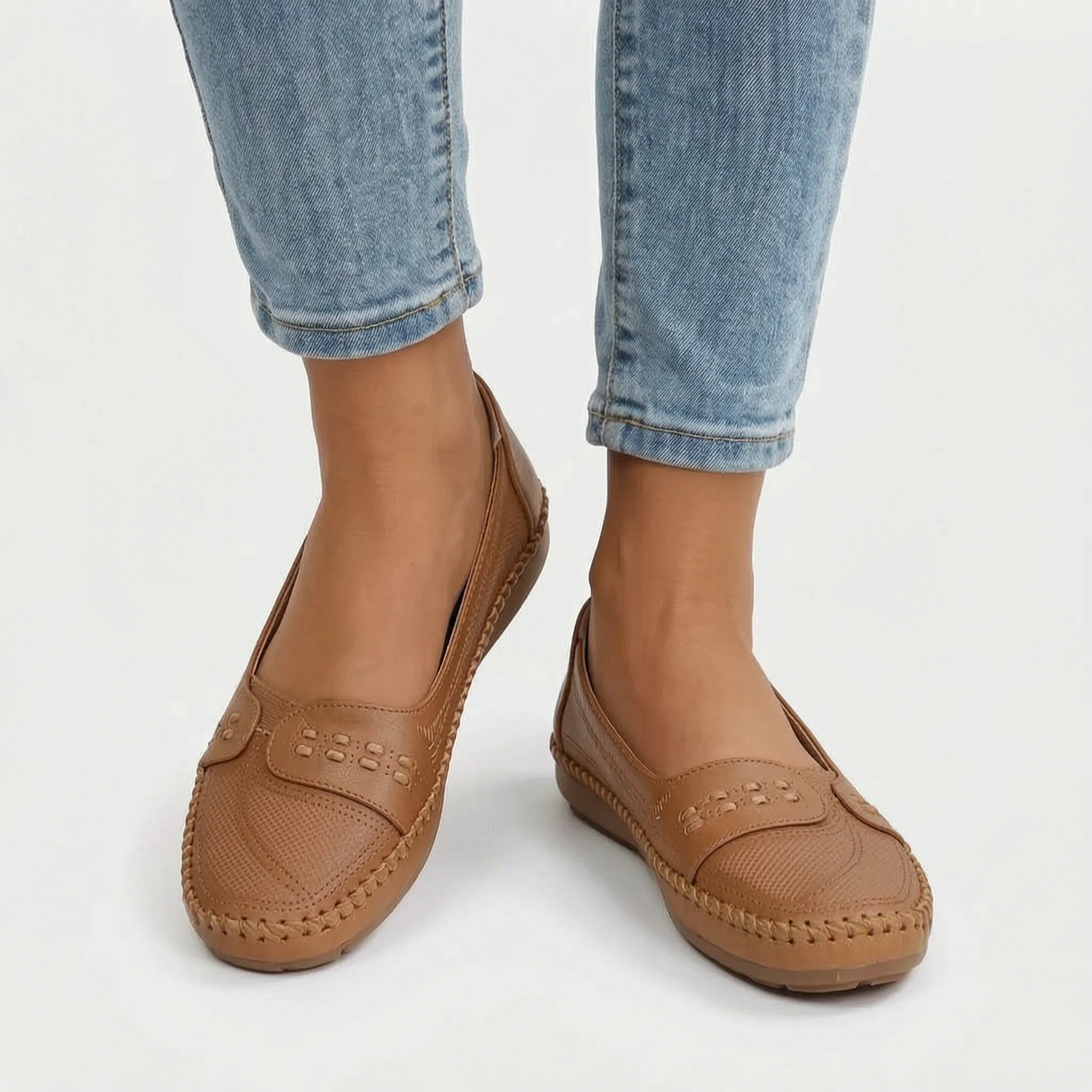 Tivora  - Classic Flat Slip-On Womens Loafers Everyday Walking