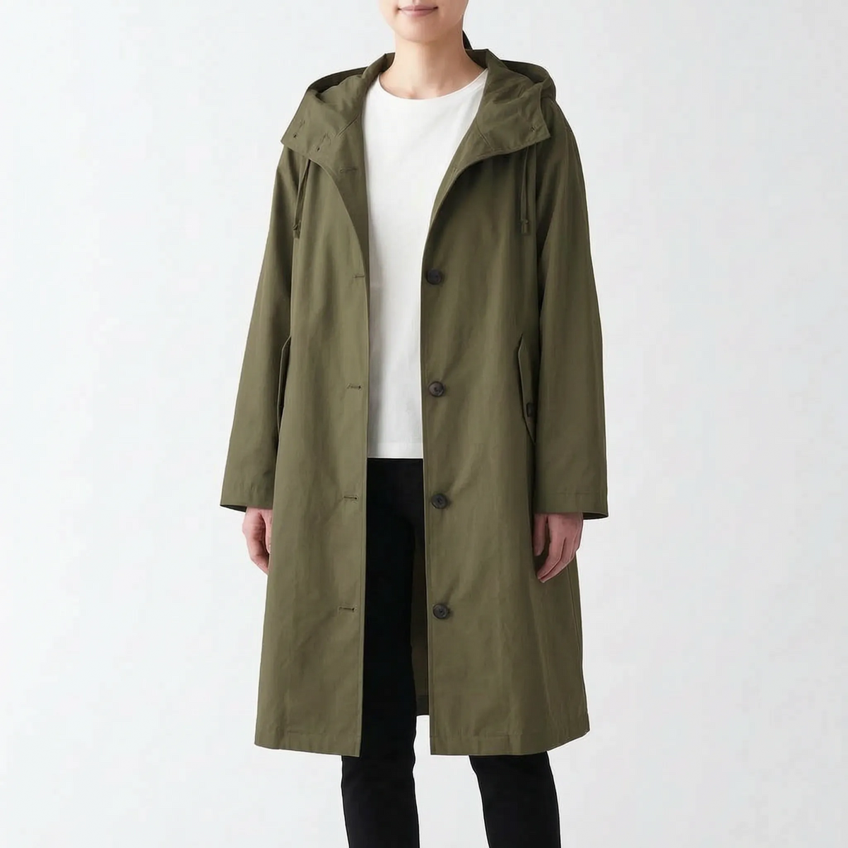 TrenchFlow - Longline Trench Coat With Hood Daily Commutes