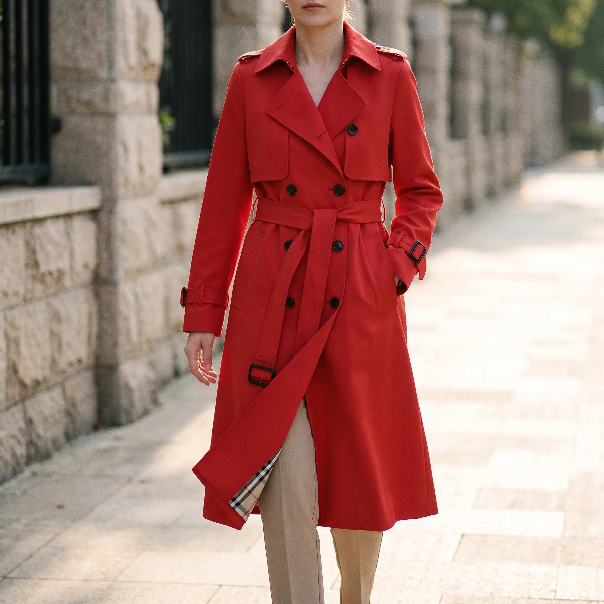 Trenchia - Double Breasted Classic Women's Trench Coat Daily Commuting