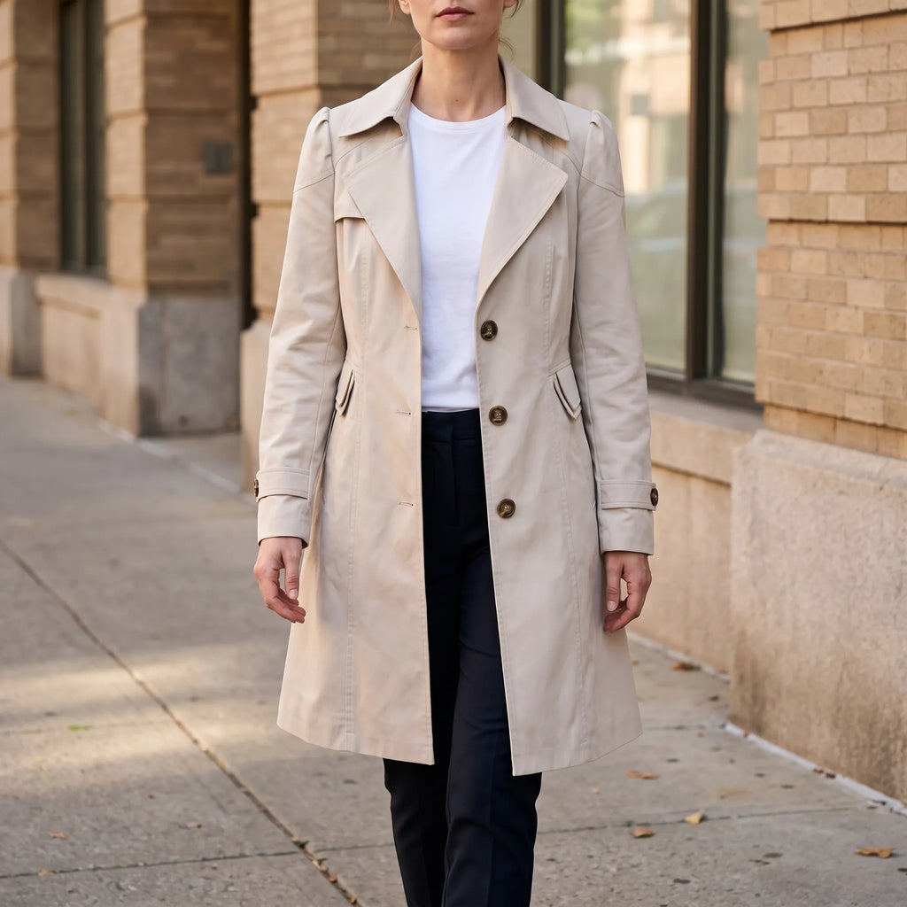 Trenchora - Single-Breasted Women's Trench Coat Daily Commuting