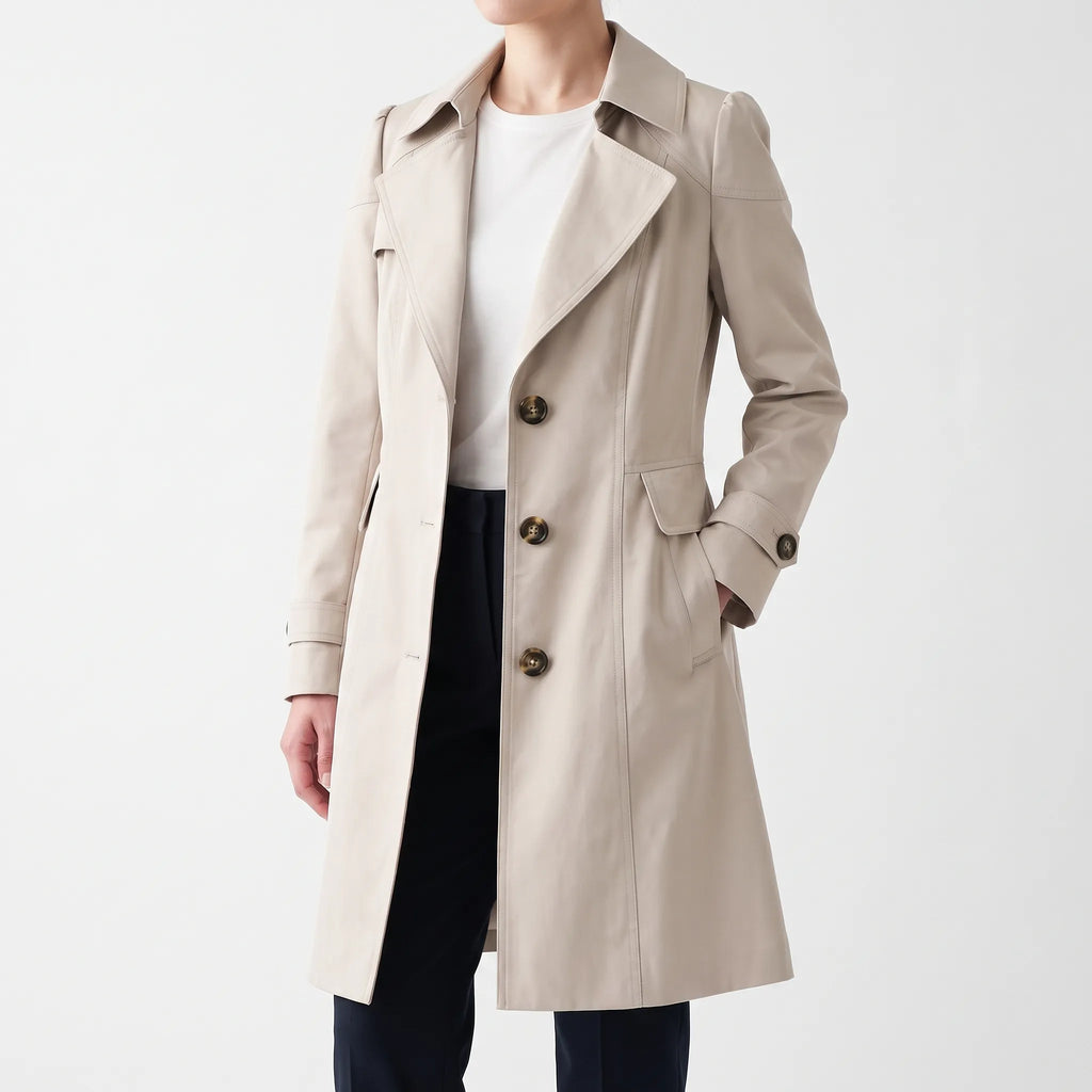 Trenchora - Single-Breasted Women's Trench Coat Daily Commuting