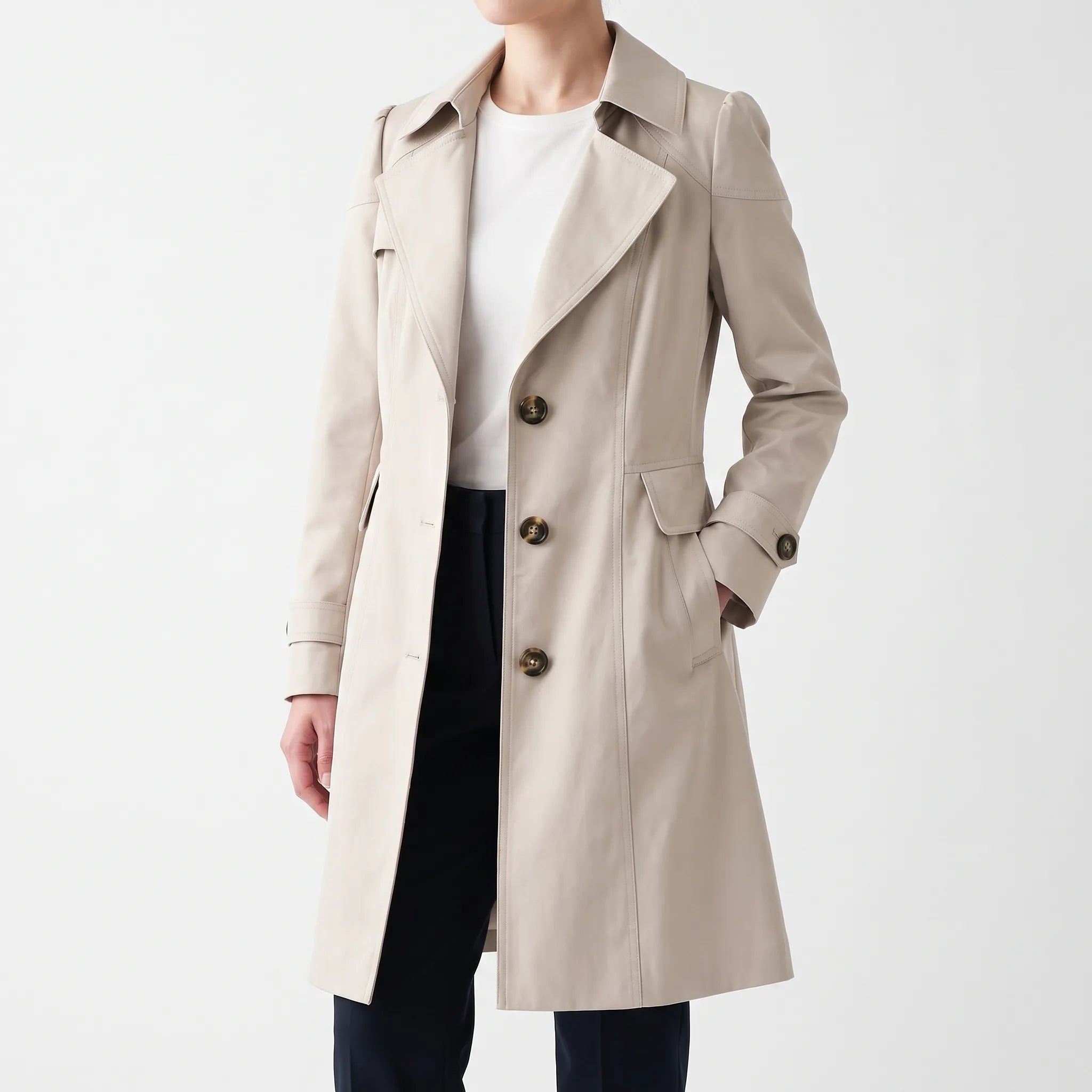 Trenchora - Single-Breasted Women's Trench Coat Daily Commuting