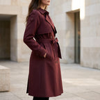Veldora - Double-Breasted Belted Long Trench Coat Cool Weather Commuting