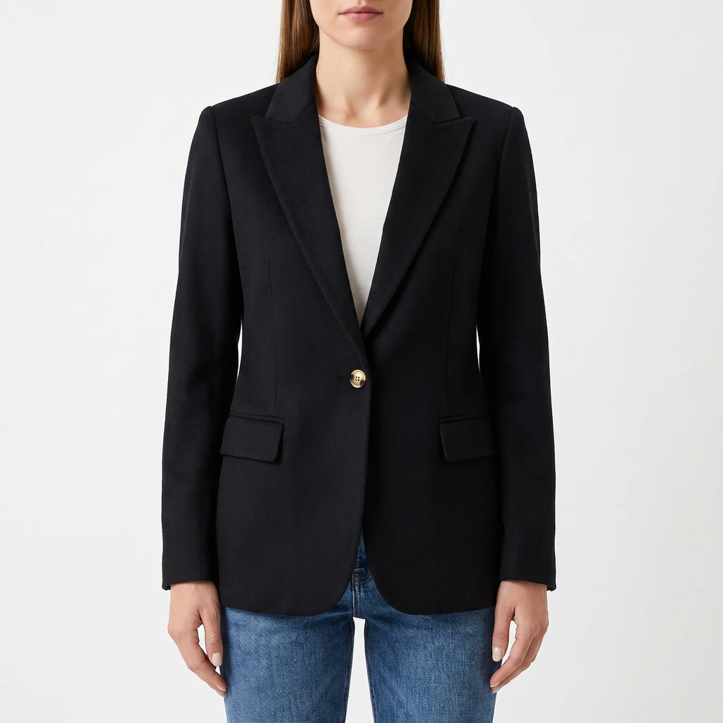 Veleira - Classic Single Button Womens Blazer Office Layering