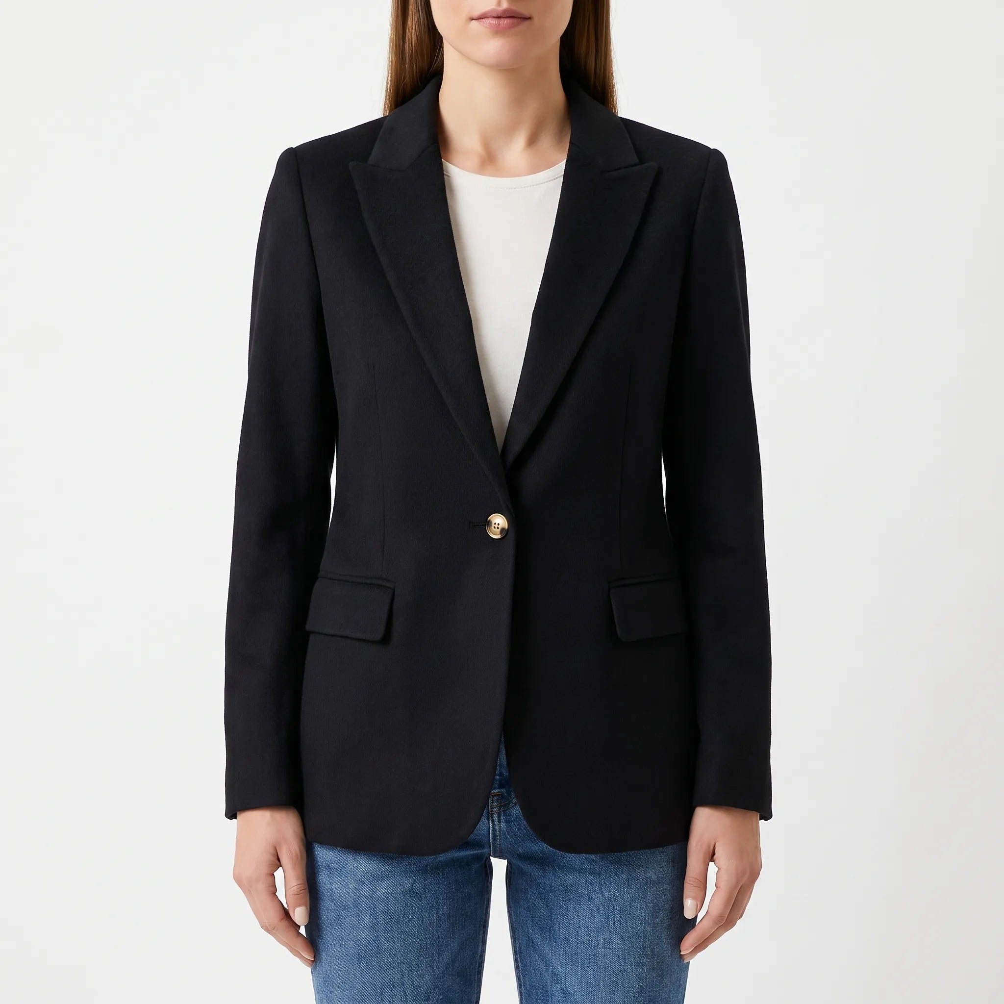 Veleira - Classic Single Button Womens Blazer Office Layering