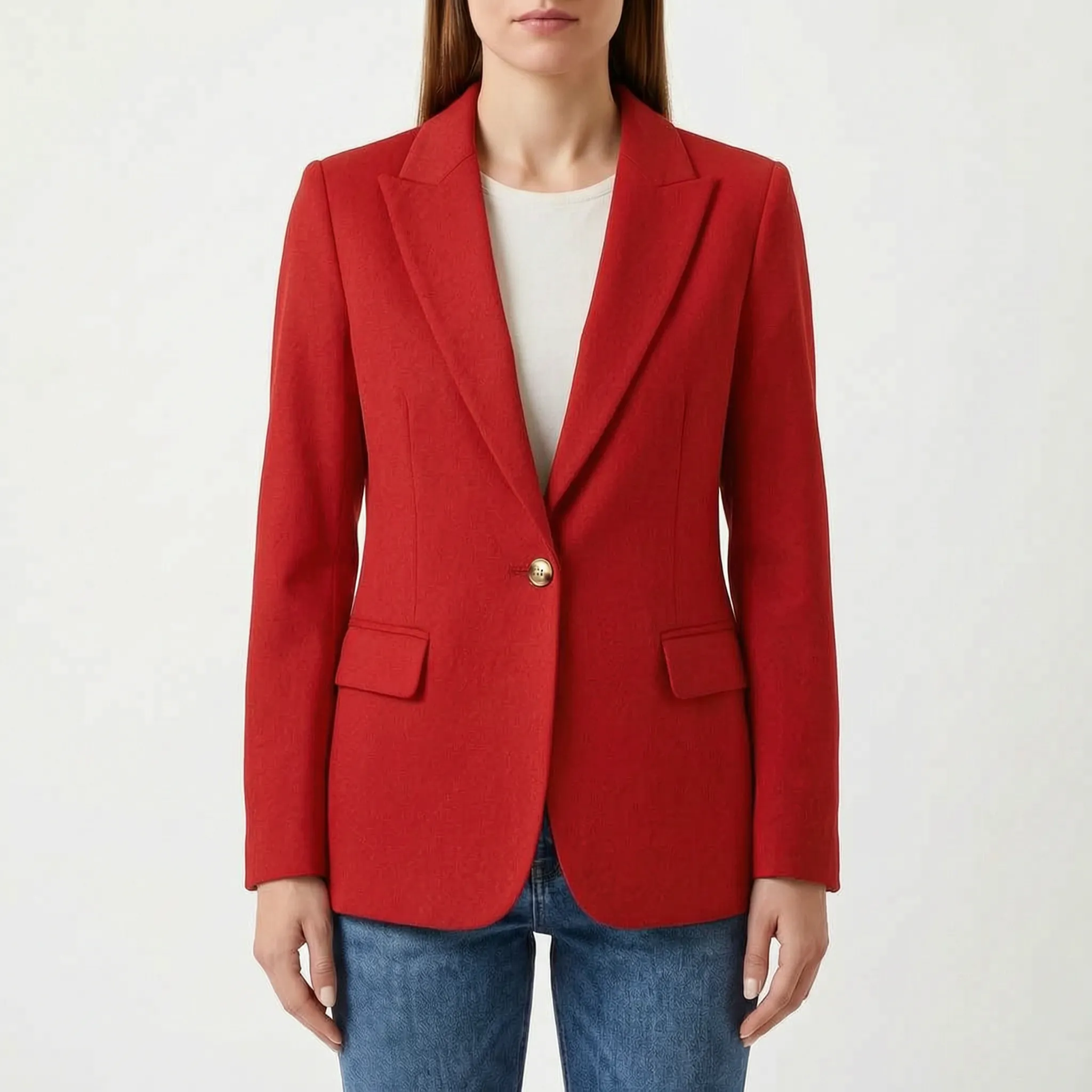 Veleira - Classic Single Button Womens Blazer Office Layering