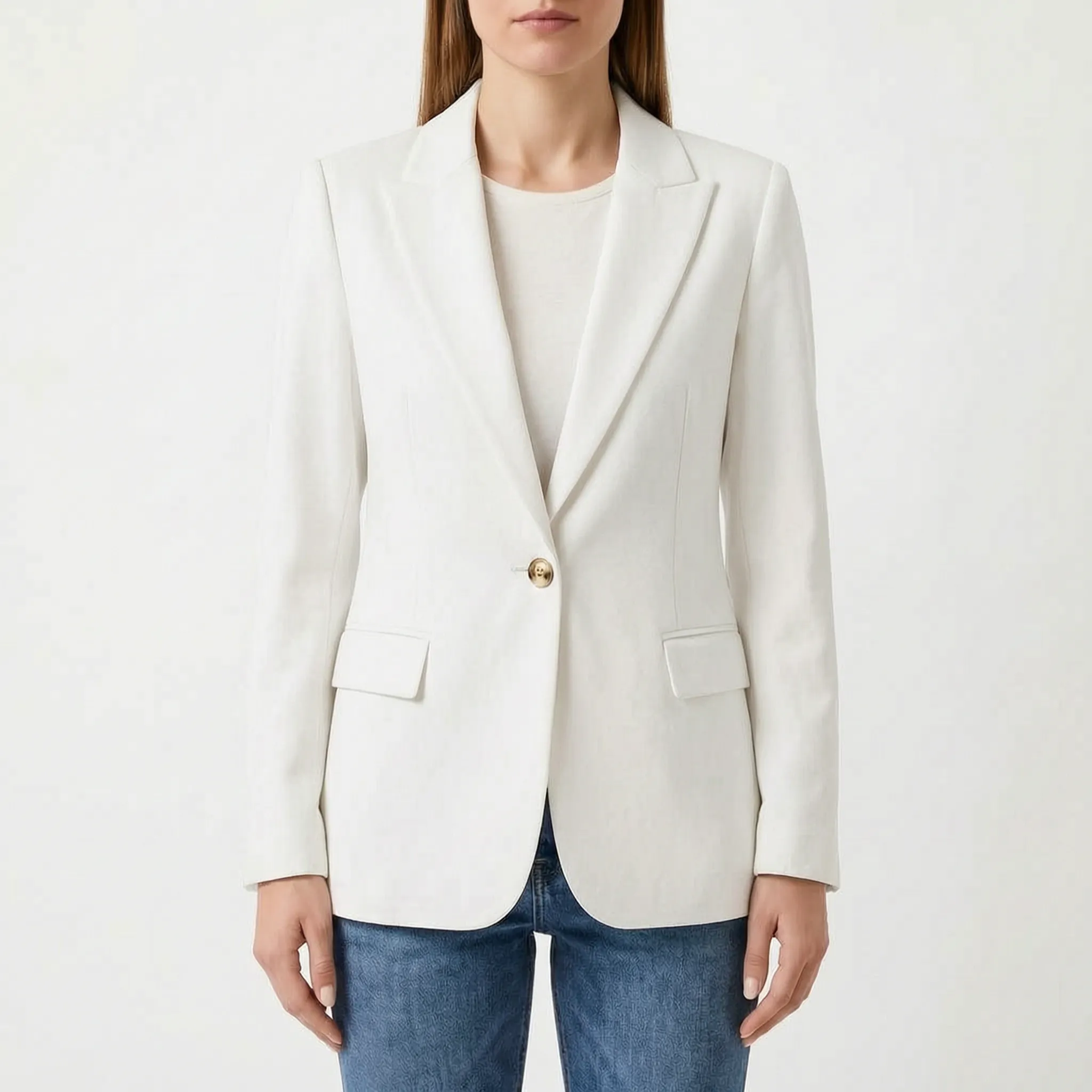 Veleira - Classic Single Button Womens Blazer Office Layering