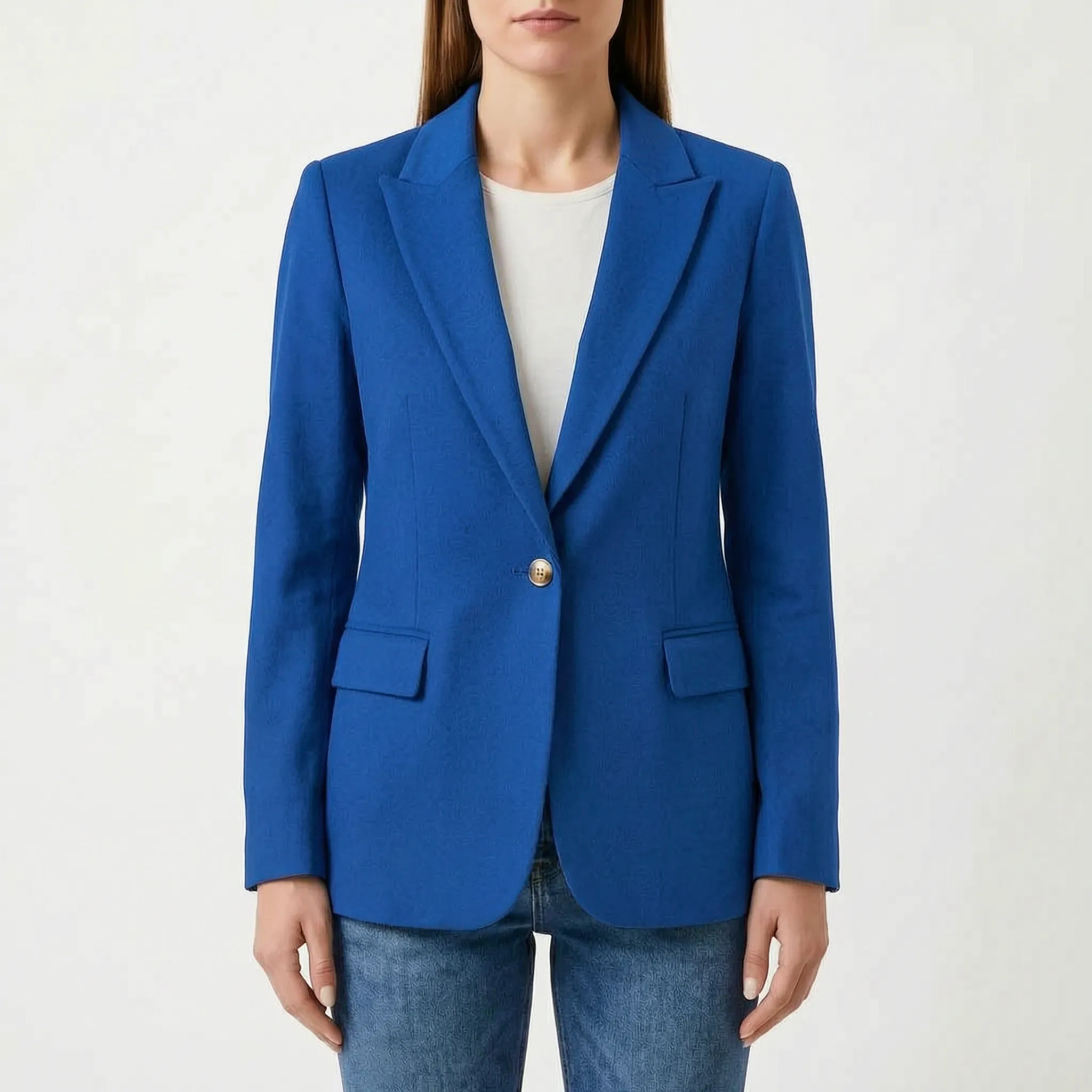 Veleira - Classic Single Button Womens Blazer Office Layering
