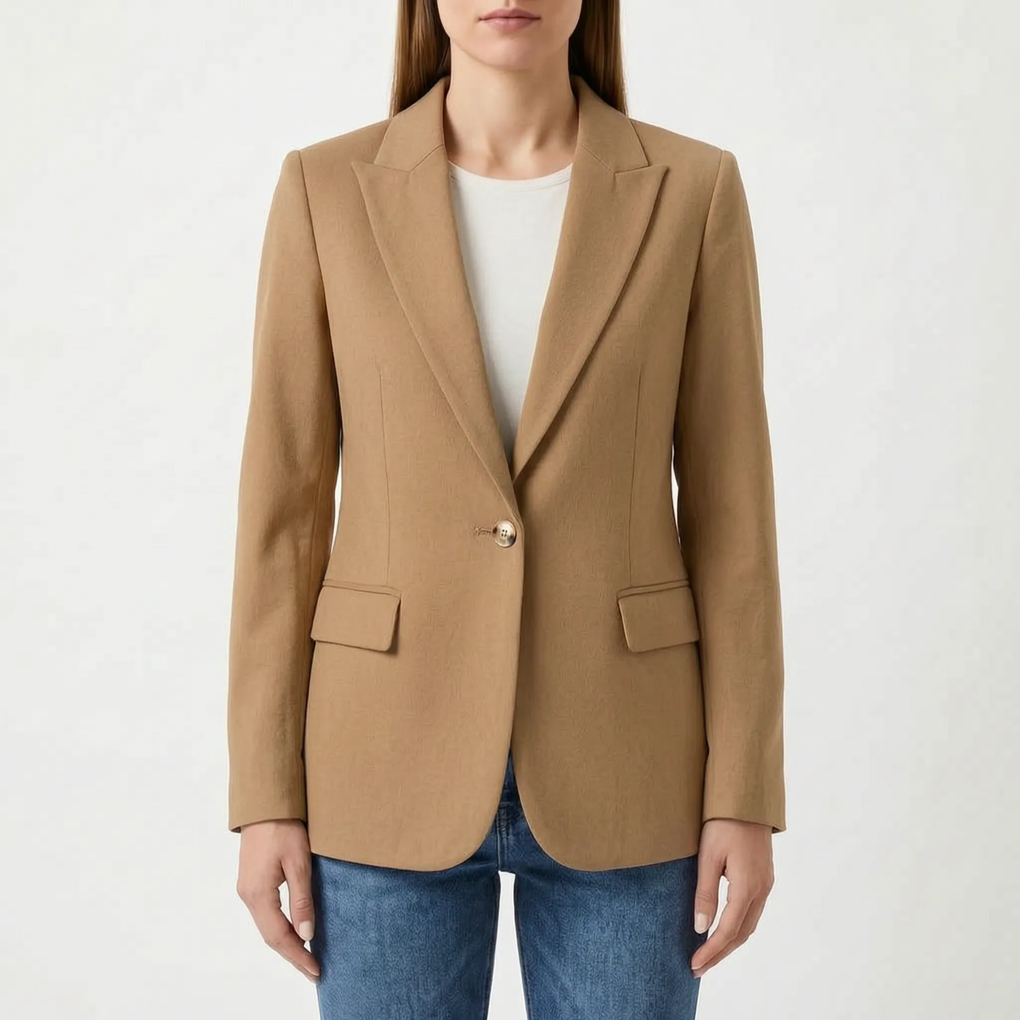 Veleira - Classic Single Button Womens Blazer Office Layering
