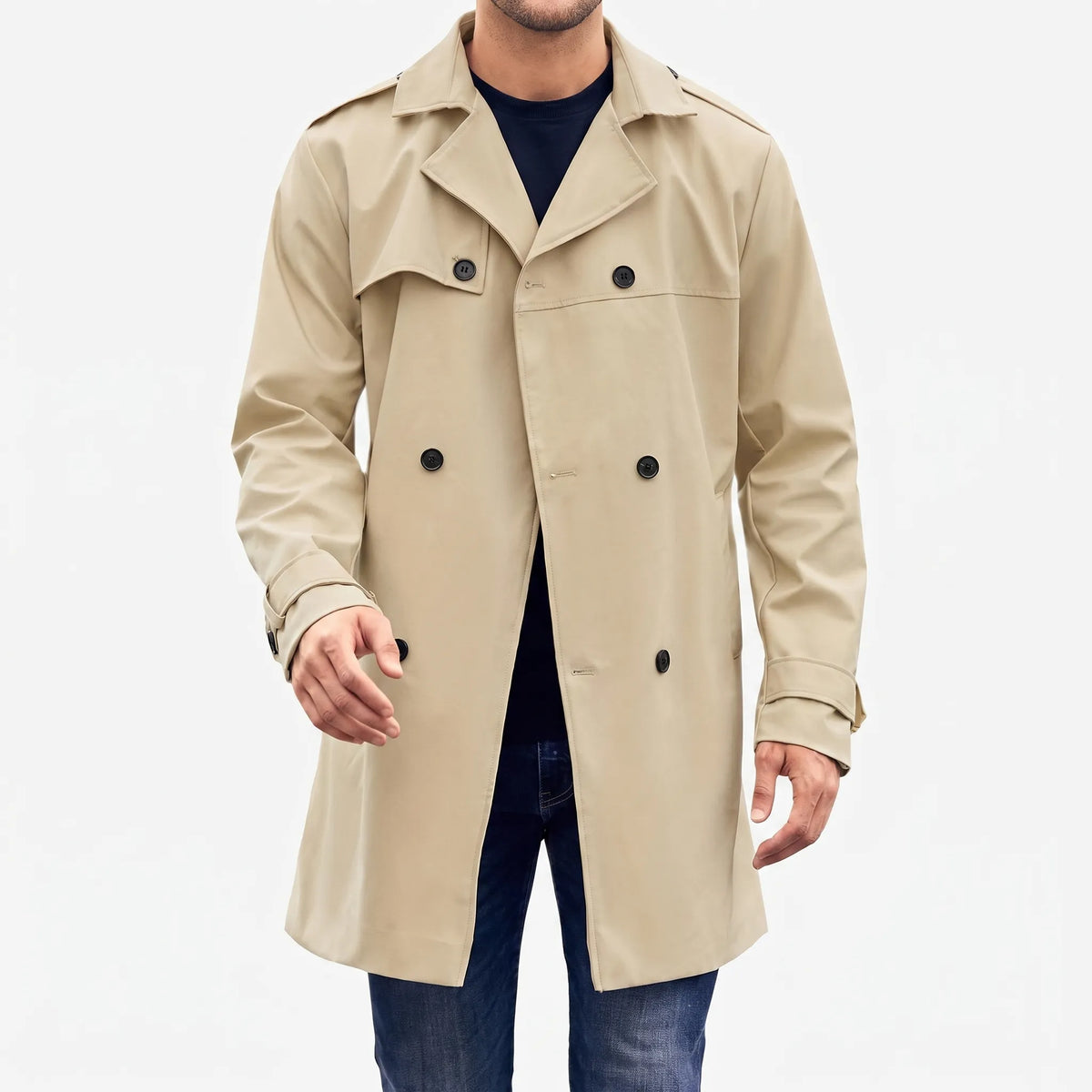 Vellam - Classic Double-Breasted Tailored Trench Coat Daily City Commutes