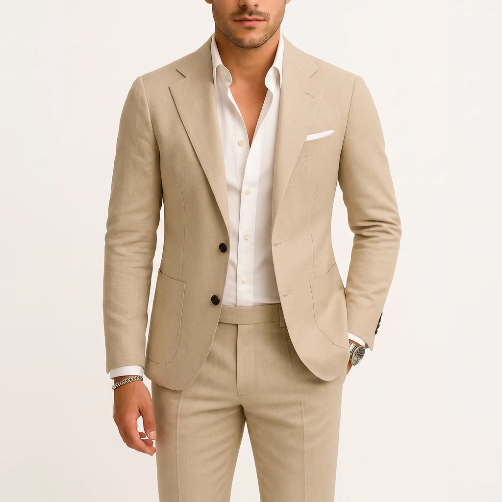 Vellara - Khaki Green Tailored Men's Suit Summer Garden Parties