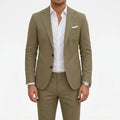 Vellara - Khaki Green Tailored Men's Suit Summer Garden Parties