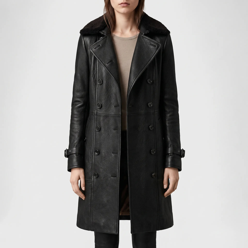 Velloria - Double Breasted Tailored Women's Coat Cool Weather Commuting