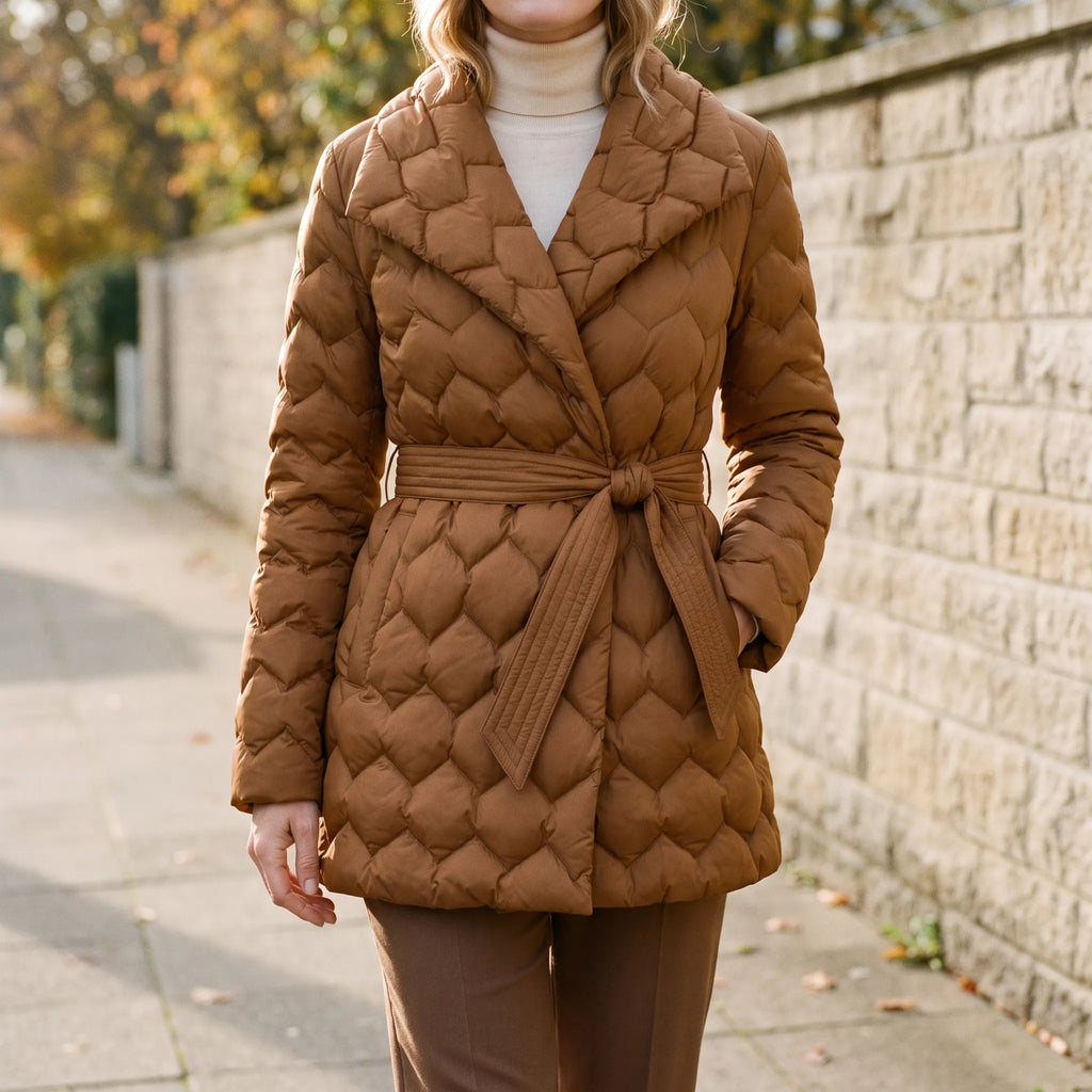 Velluma - Belted Quilted Puffer Jacket Cold Weather Commuting