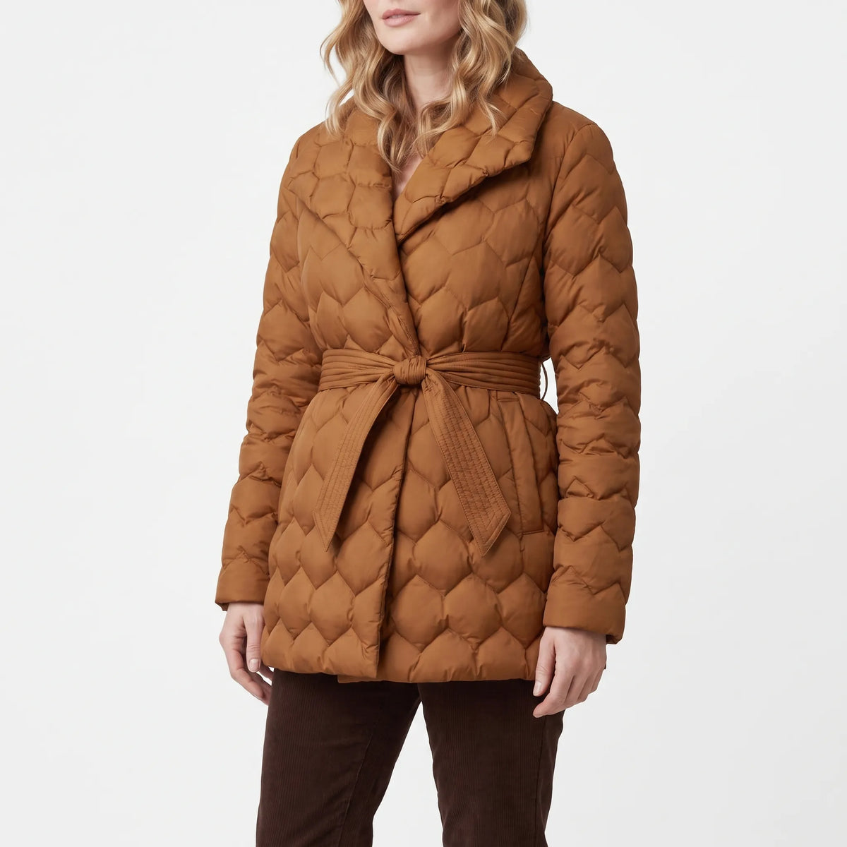 Velluma - Belted Quilted Puffer Jacket Cold Weather Commuting