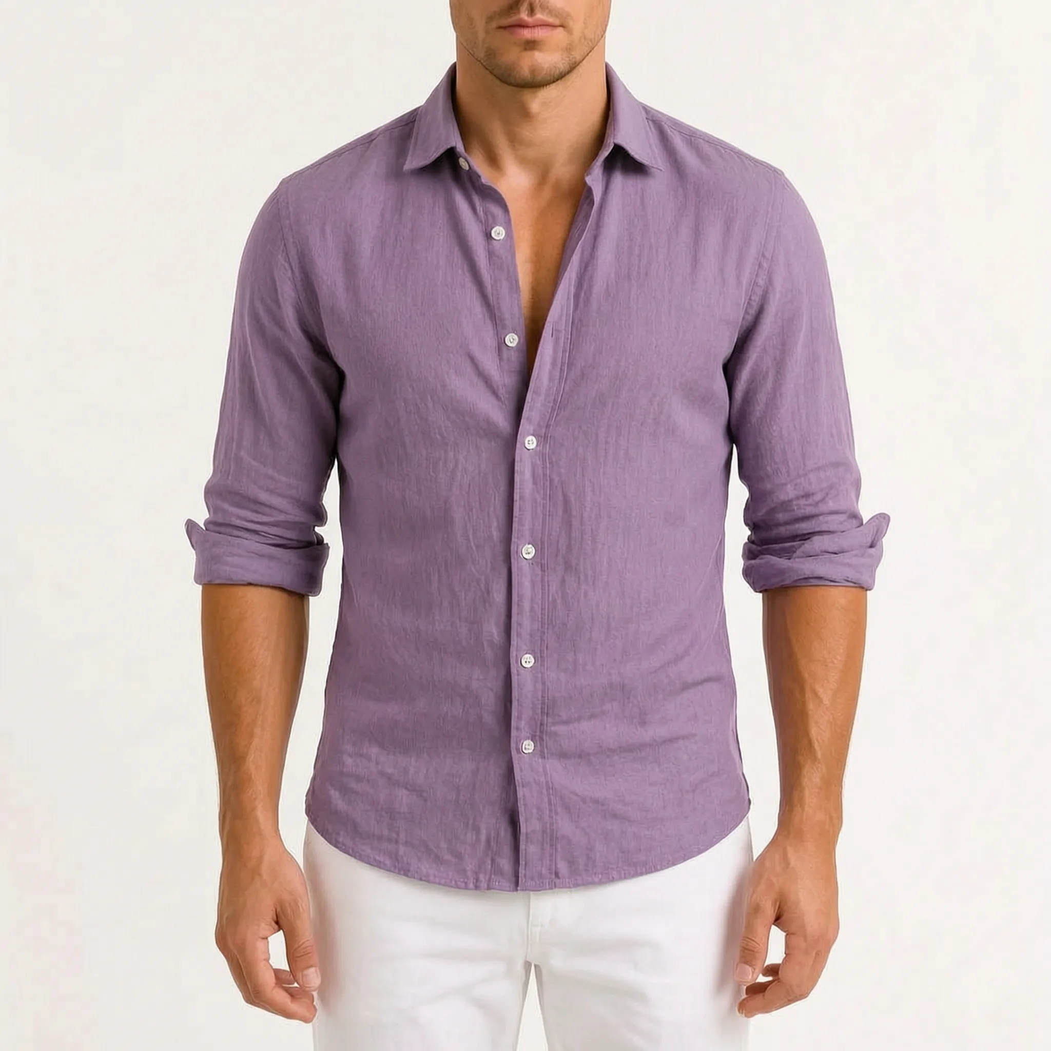 Veloze - Classic Long-Sleeve Button-Down Men's Shirt Warm-Weather Outings