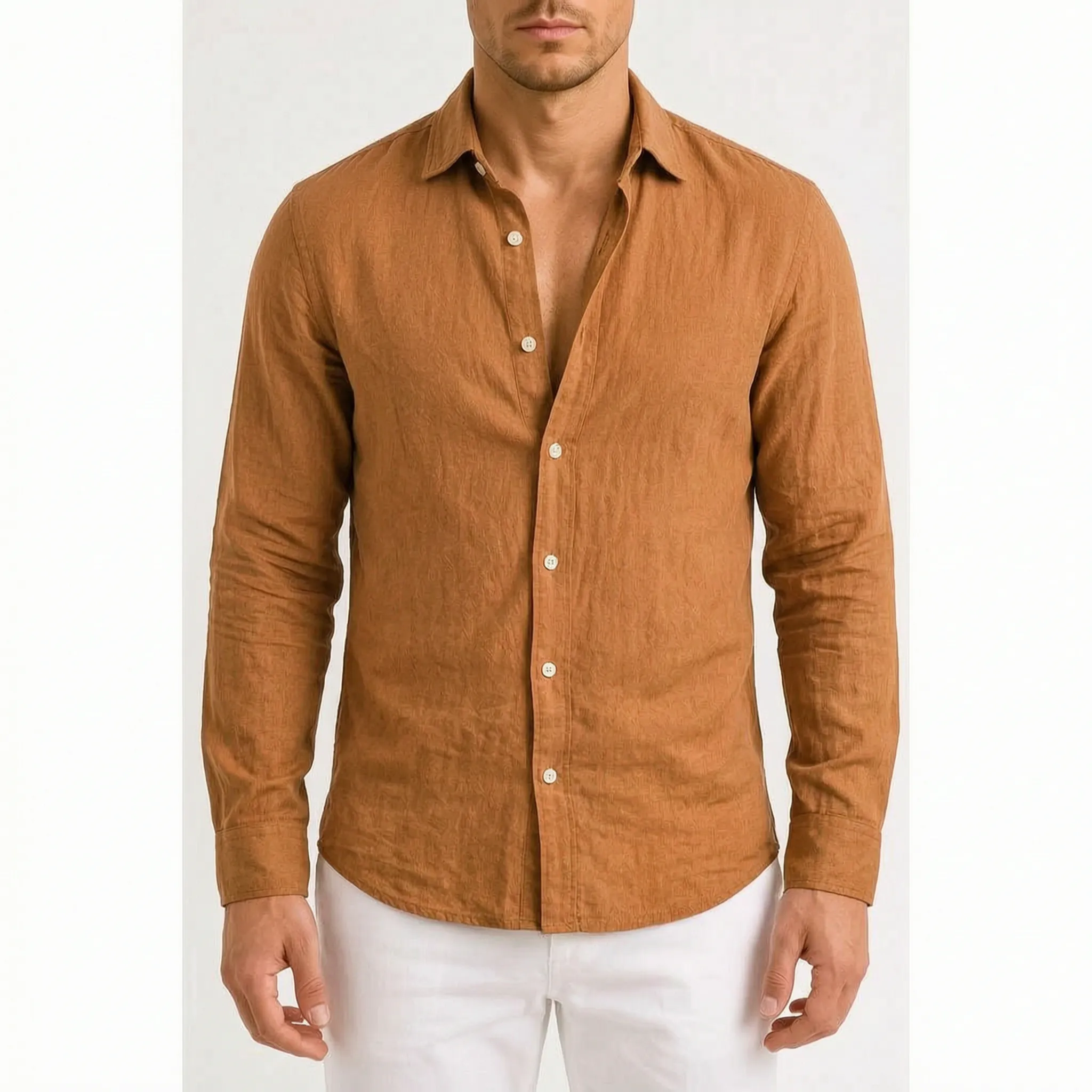 Veloze - Classic Long-Sleeve Button-Down Men's Shirt Warm-Weather Outings