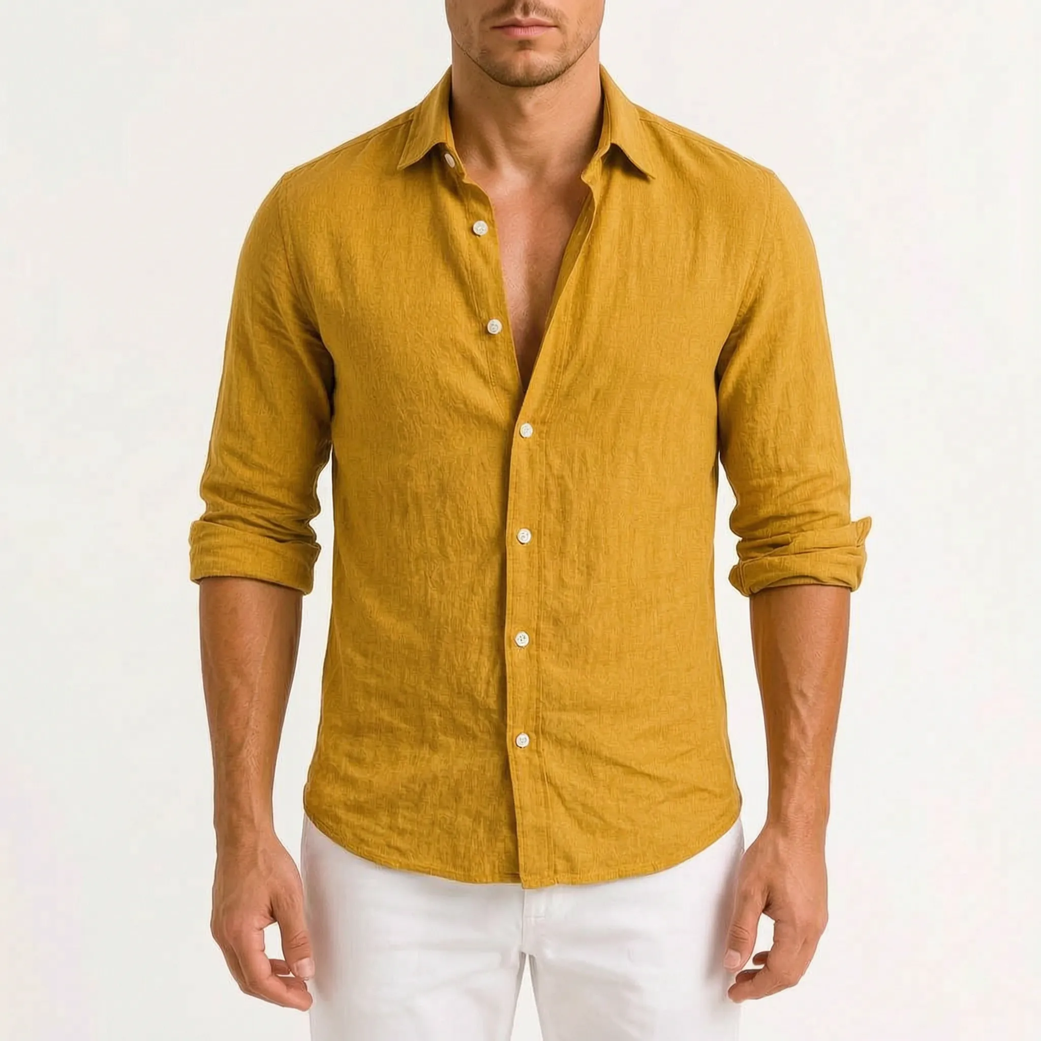Veloze - Classic Long-Sleeve Button-Down Men's Shirt Warm-Weather Outings