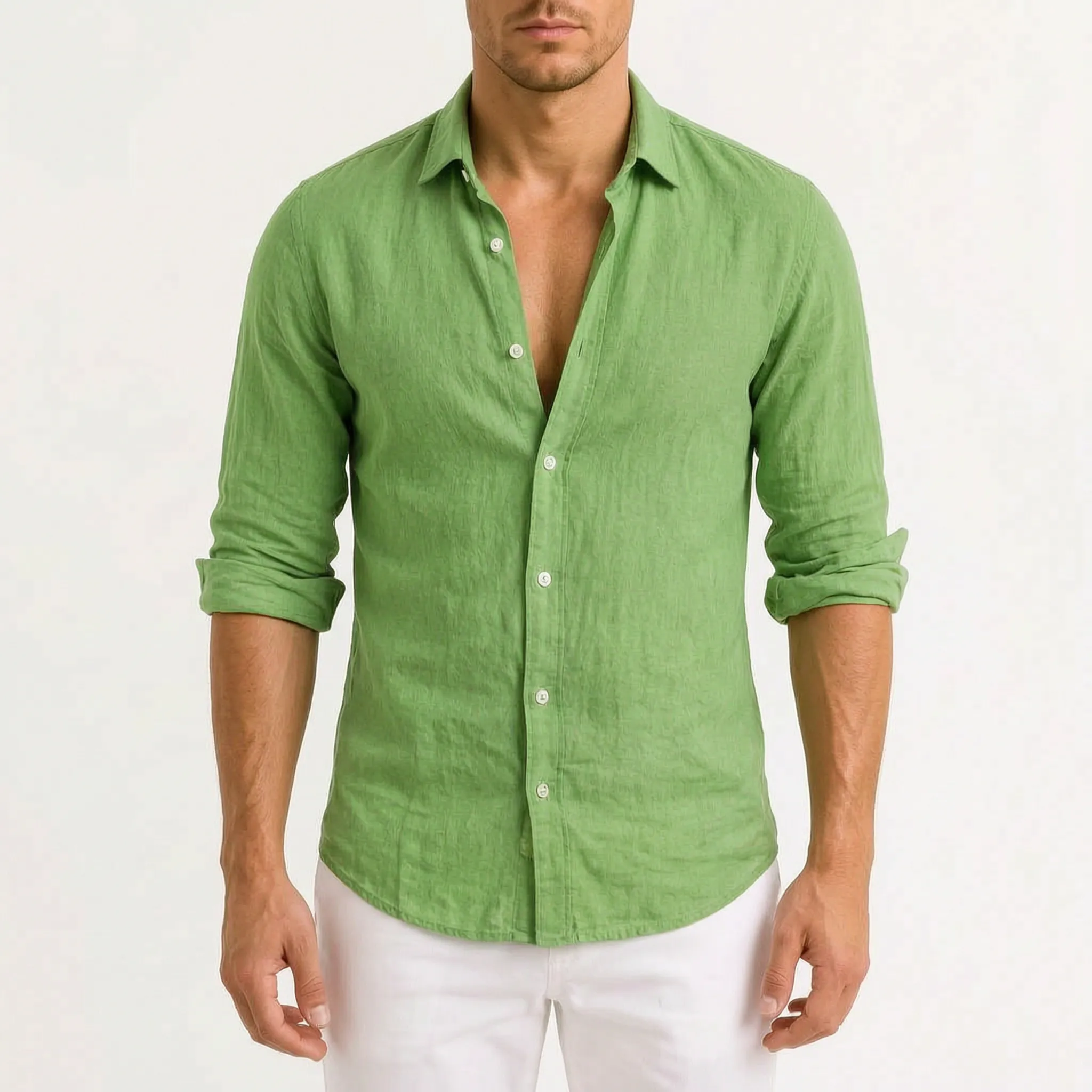 Veloze - Classic Long-Sleeve Button-Down Men's Shirt Warm-Weather Outings
