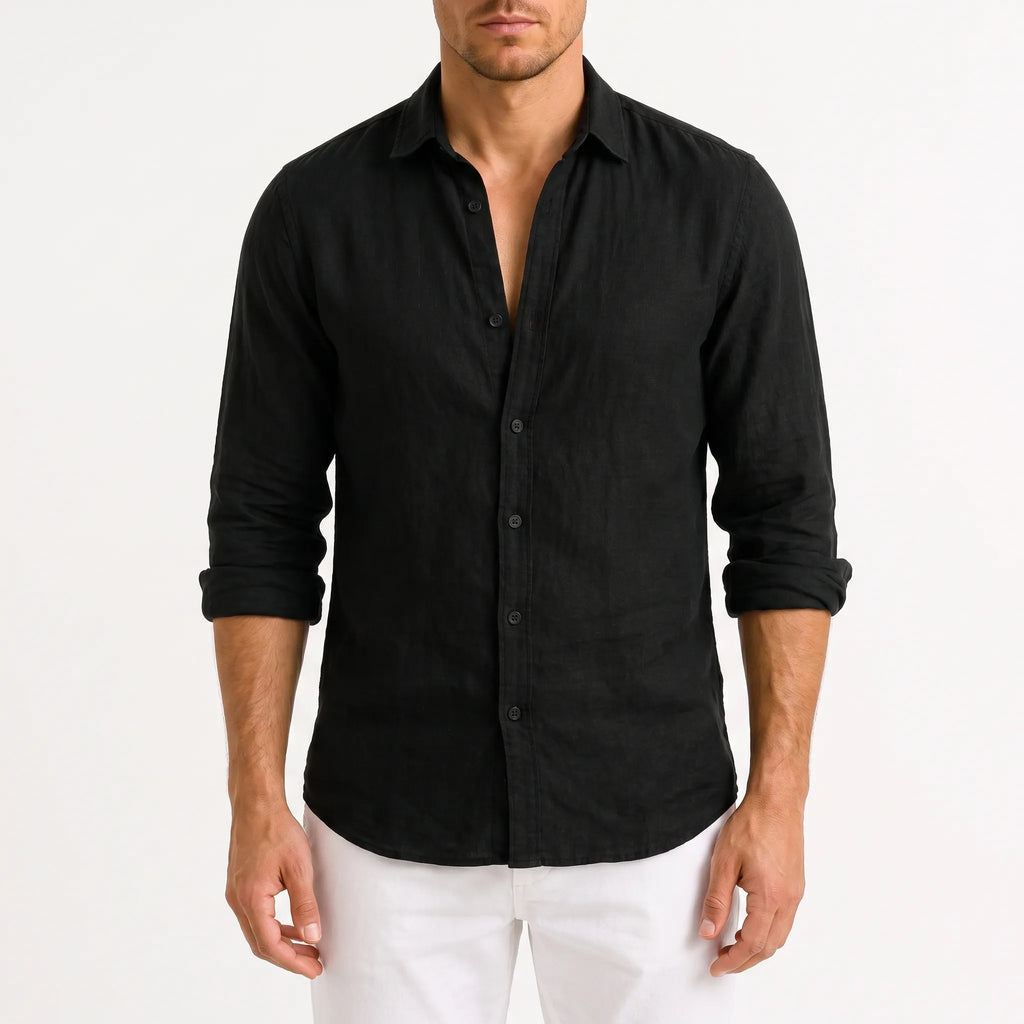 Veloze - Classic Long-Sleeve Button-Down Men's Shirt Warm-Weather Outings