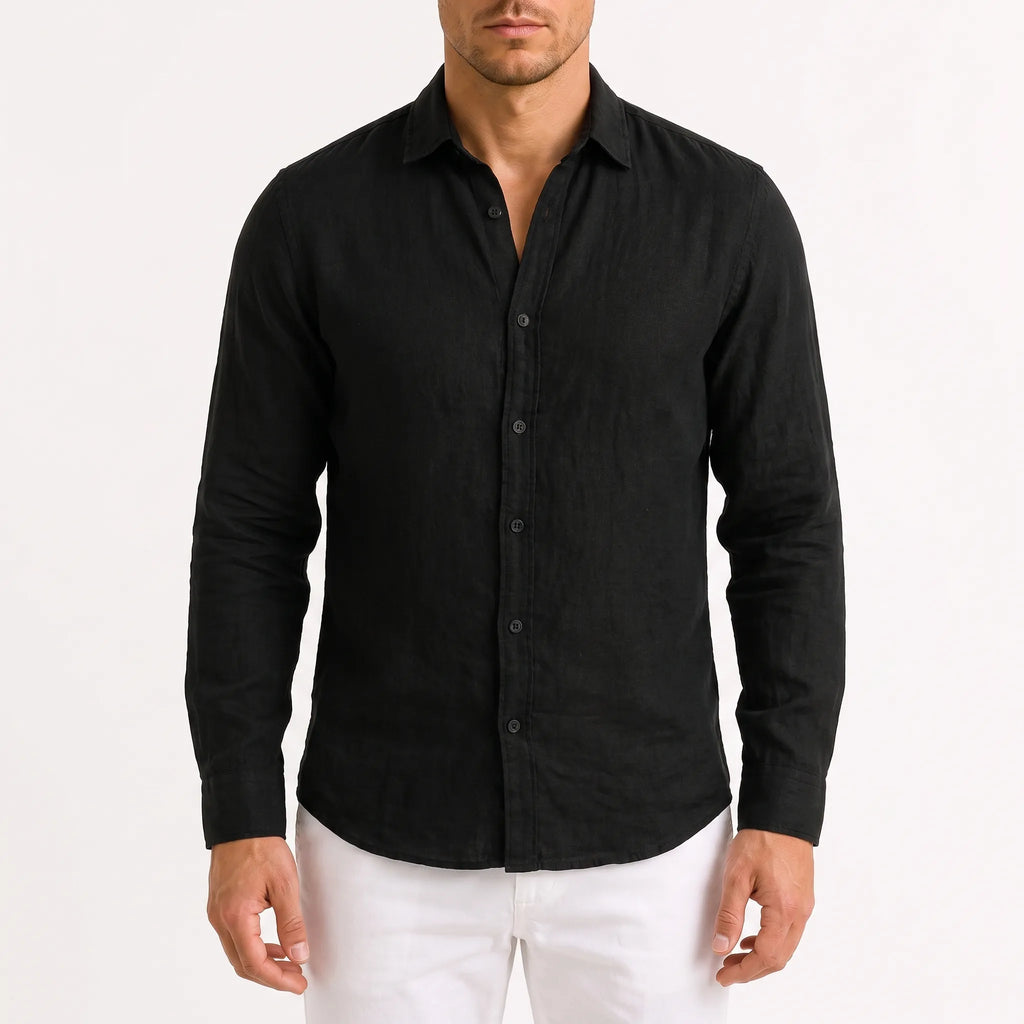 Veloze - Classic Long-Sleeve Button-Down Men's Shirt Warm-Weather Outings