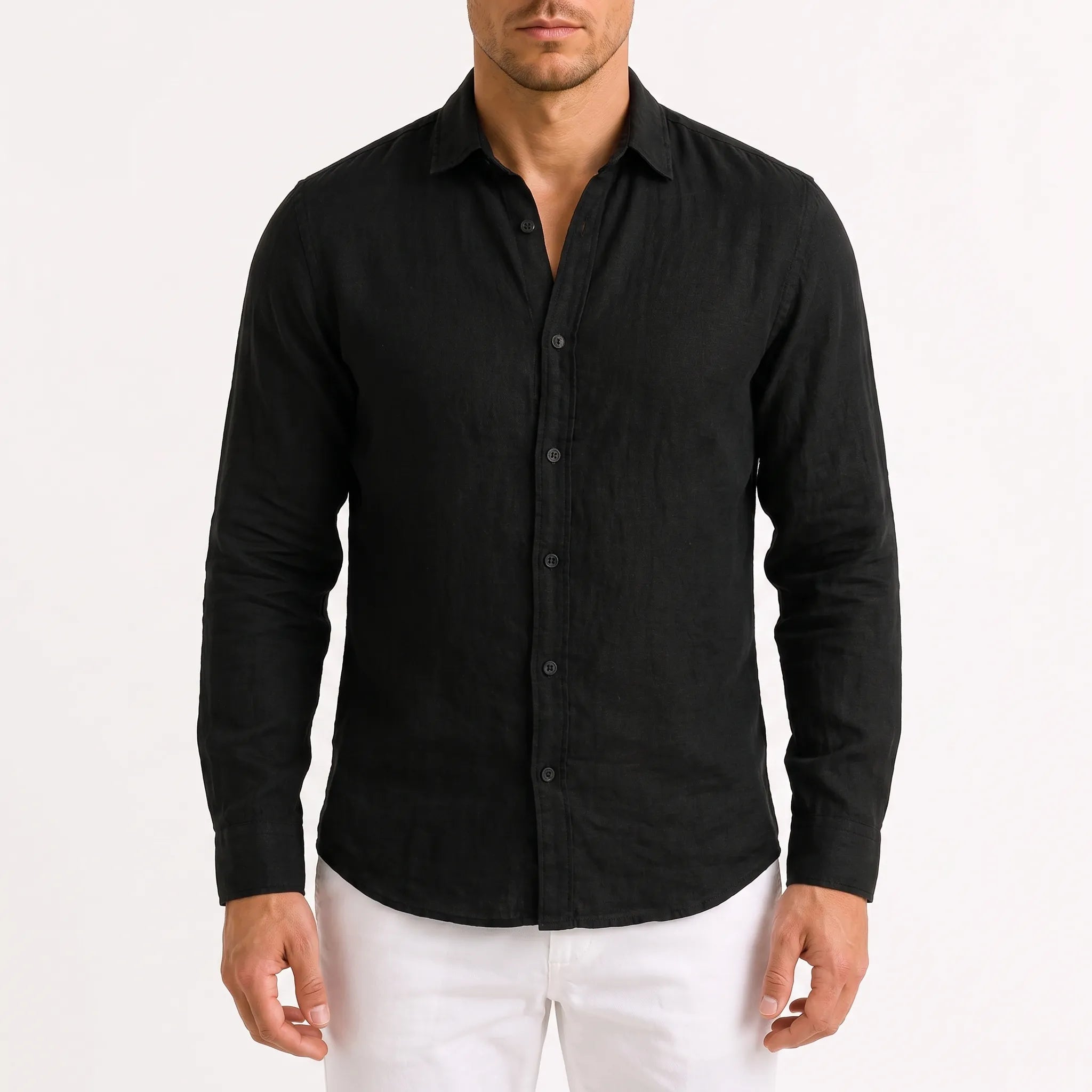Veloze - Classic Long-Sleeve Button-Down Men's Shirt Warm-Weather Outings