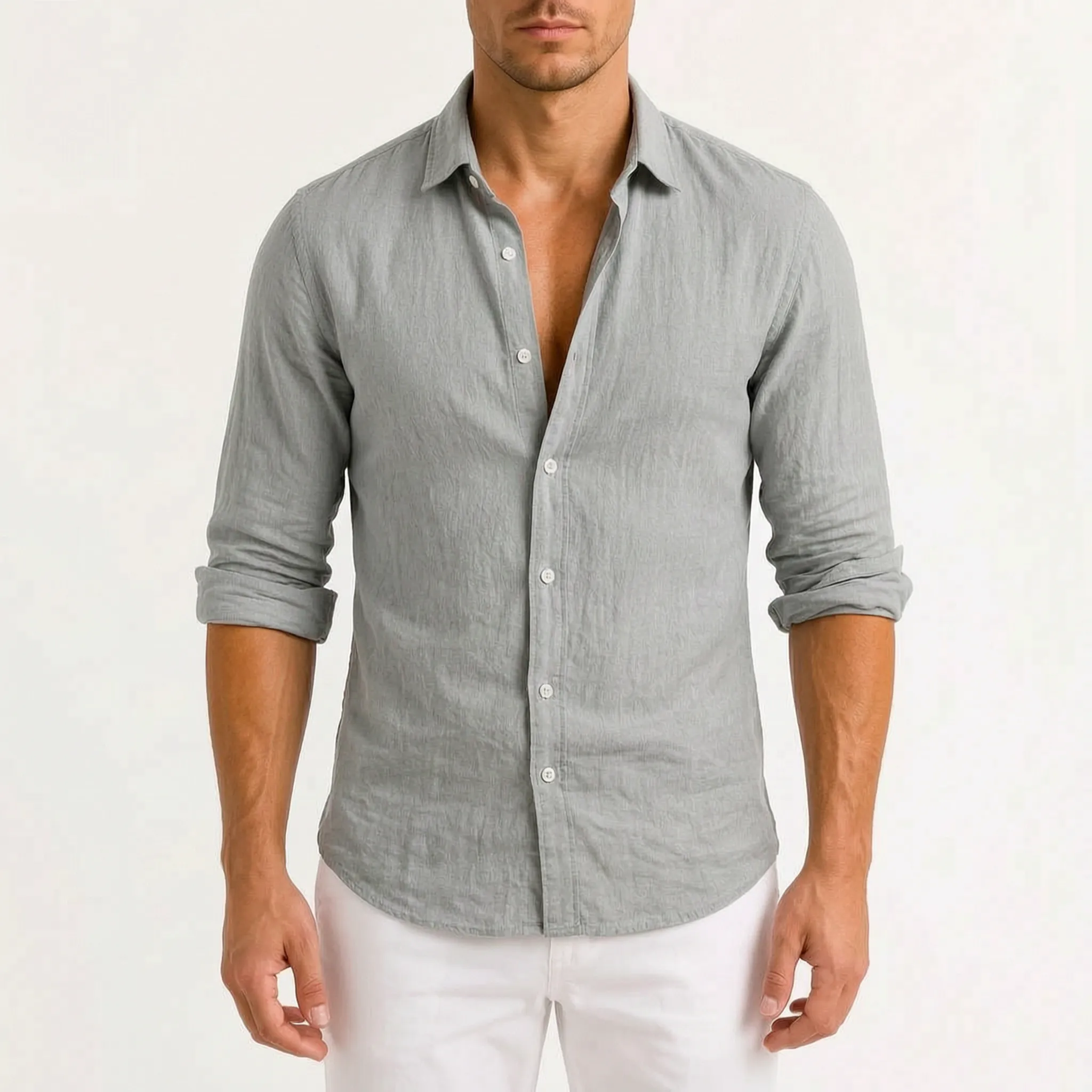Veloze - Classic Long-Sleeve Button-Down Men's Shirt Warm-Weather Outings