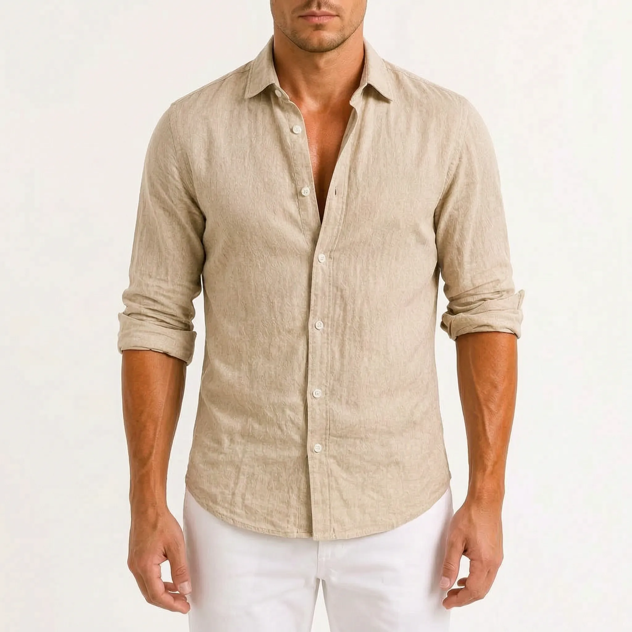 Veloze - Classic Long-Sleeve Button-Down Men's Shirt Warm-Weather Outings