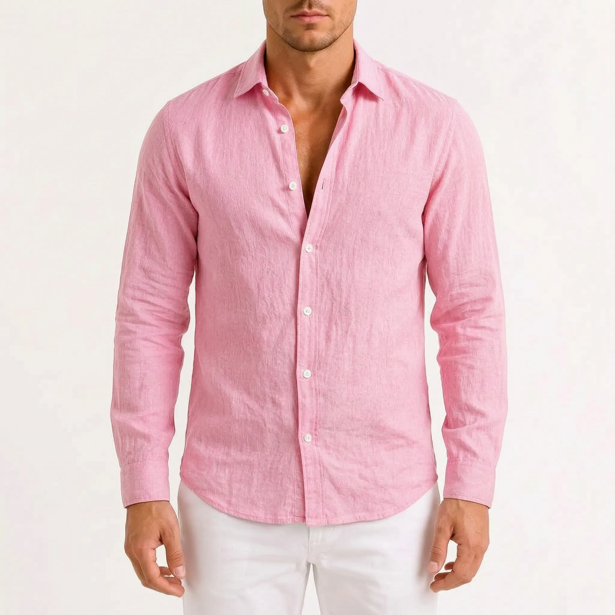 Veloze - Classic Long-Sleeve Button-Down Men's Shirt Warm-Weather Outings
