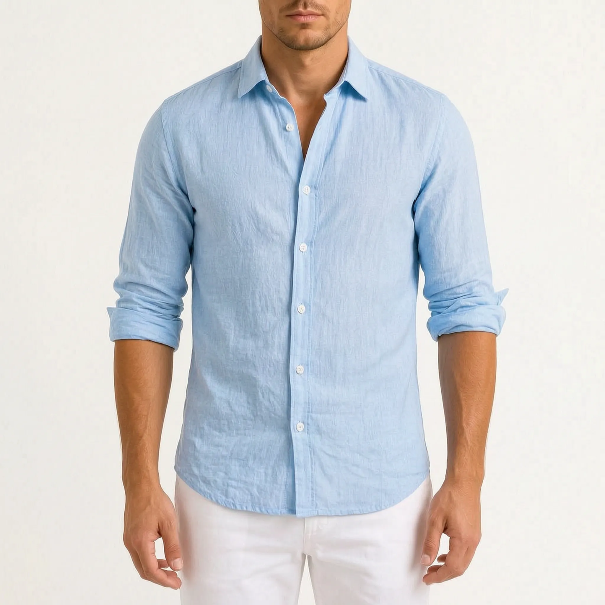 Veloze - Classic Long-Sleeve Button-Down Men's Shirt Warm-Weather Outings