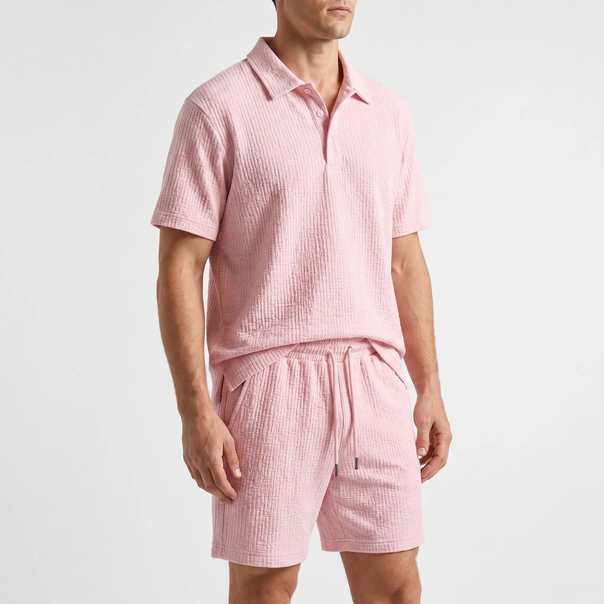 Vistara - Textured Men's Summer Shirt And Shorts Set Casual Summer Holidays