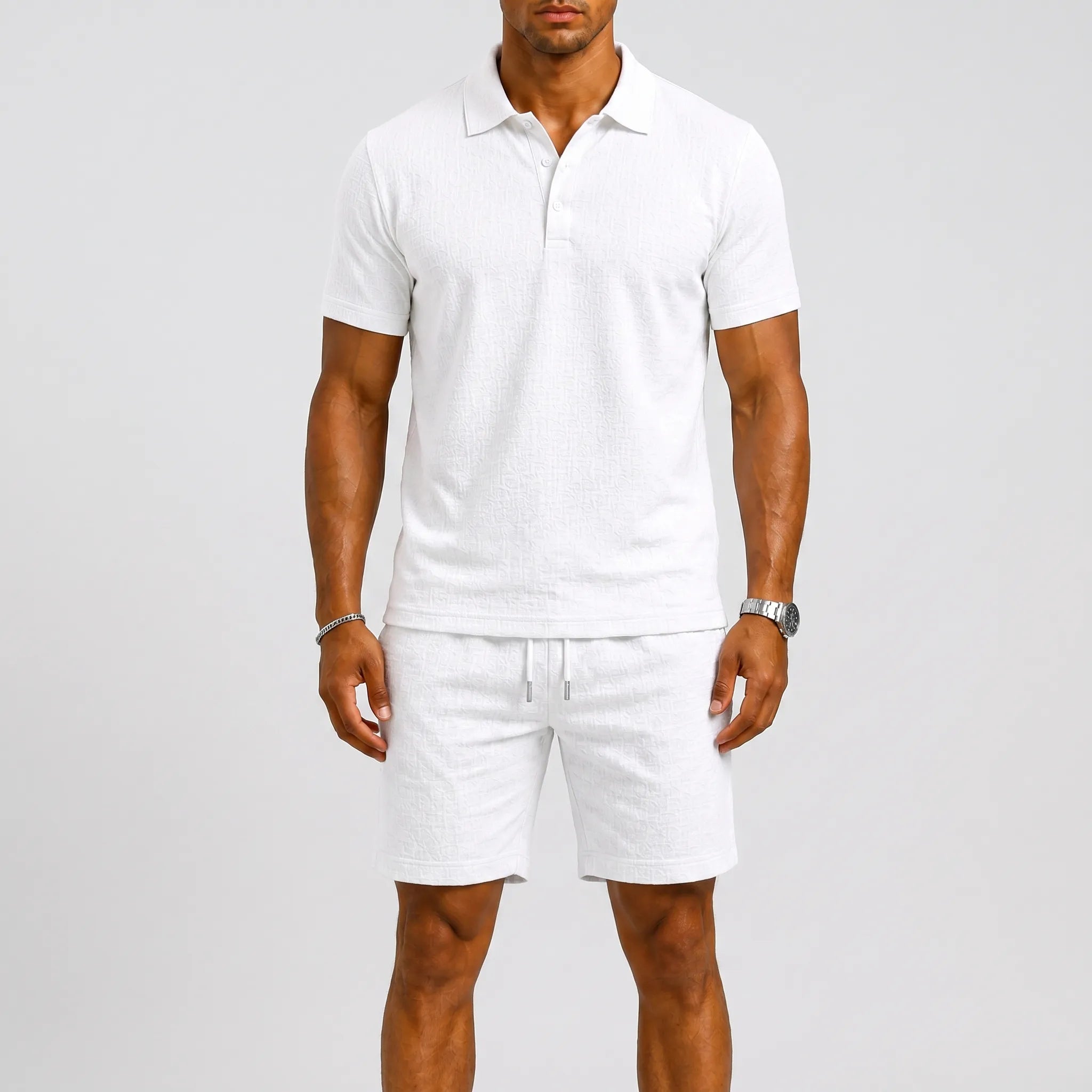 Vistara - Textured Men's Summer Shirt And Shorts Set Casual Summer Holidays