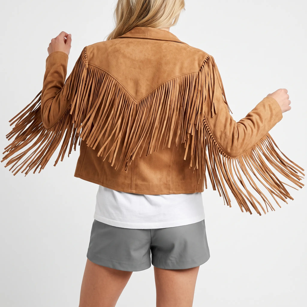 Westria - Cropped Western Style Fringe Jacket Festival Outfit Layering
