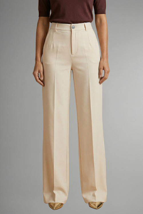 Adarene - High Waist Straight Leg Trousers Smart Everyday Wear