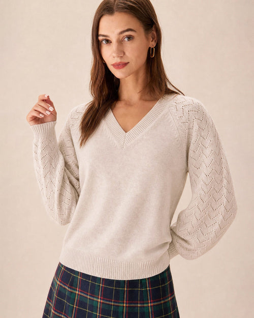 Apricine - Cut Out V Neck Knit Sweater Autumn Winter Wear