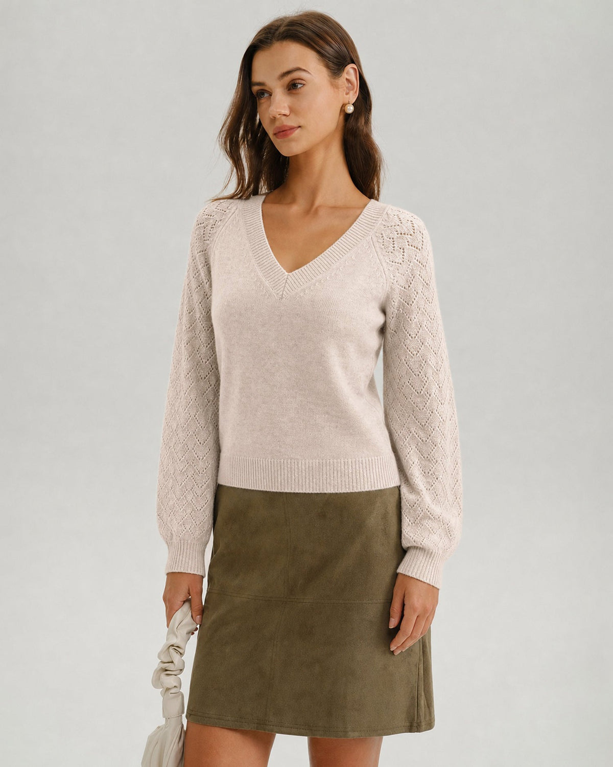 Apricine - Cut Out V Neck Knit Sweater Autumn Winter Wear — view 2 of 5