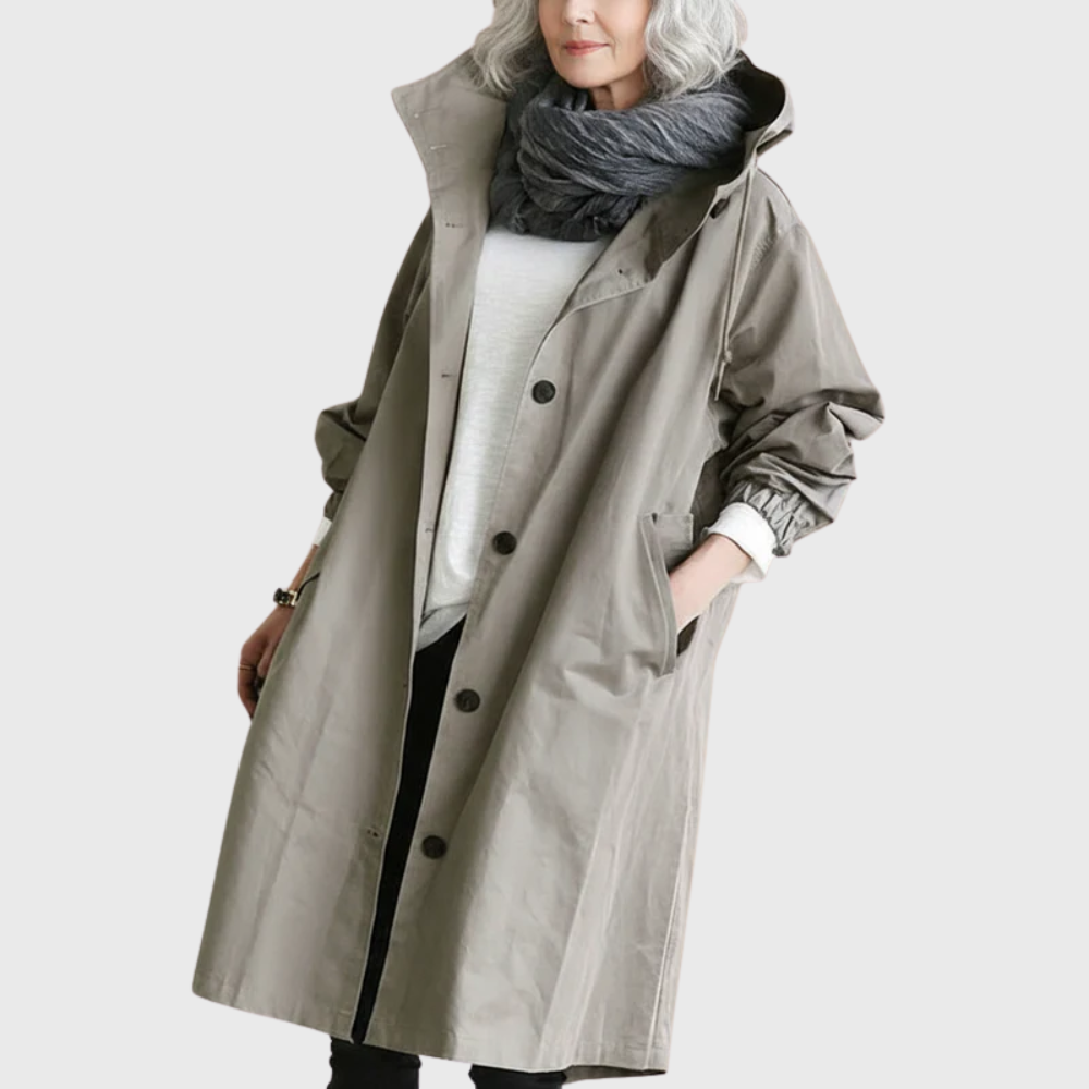 Ashvorne - Hooded Longline Trench Coat For Transitional Weather