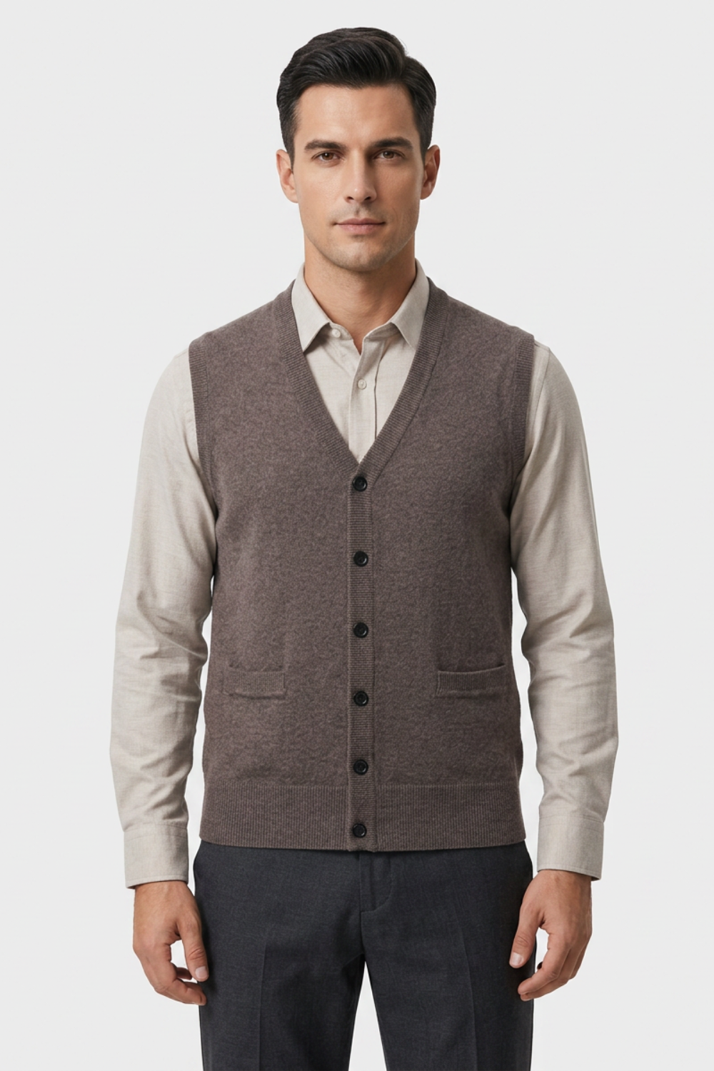 Ashworn - Knitted V-Neck Waistcoat Smart Layering — view 4 of 10